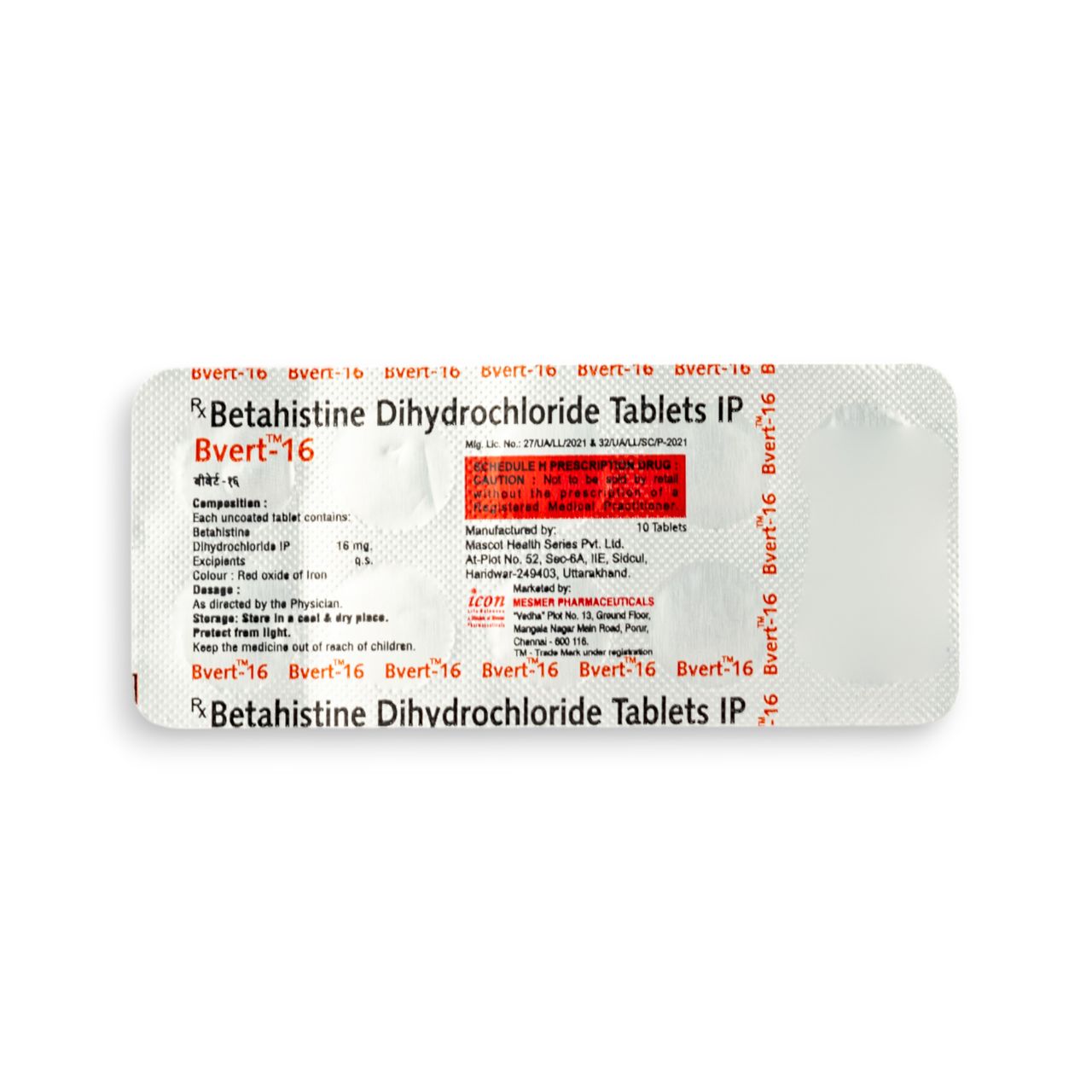 Bvert 16mg Tablets