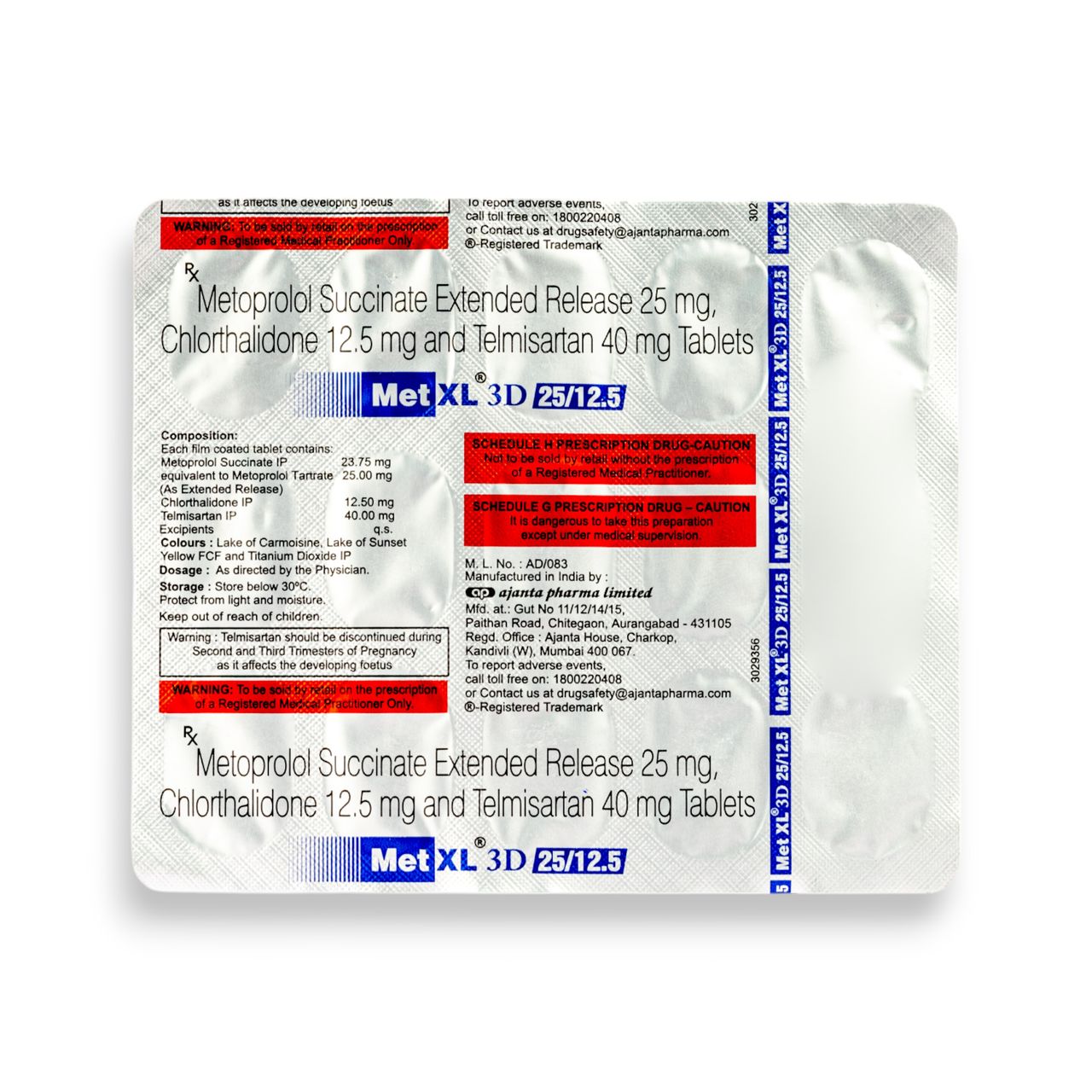 Met XL 3D 25/12.5 Tablets ER