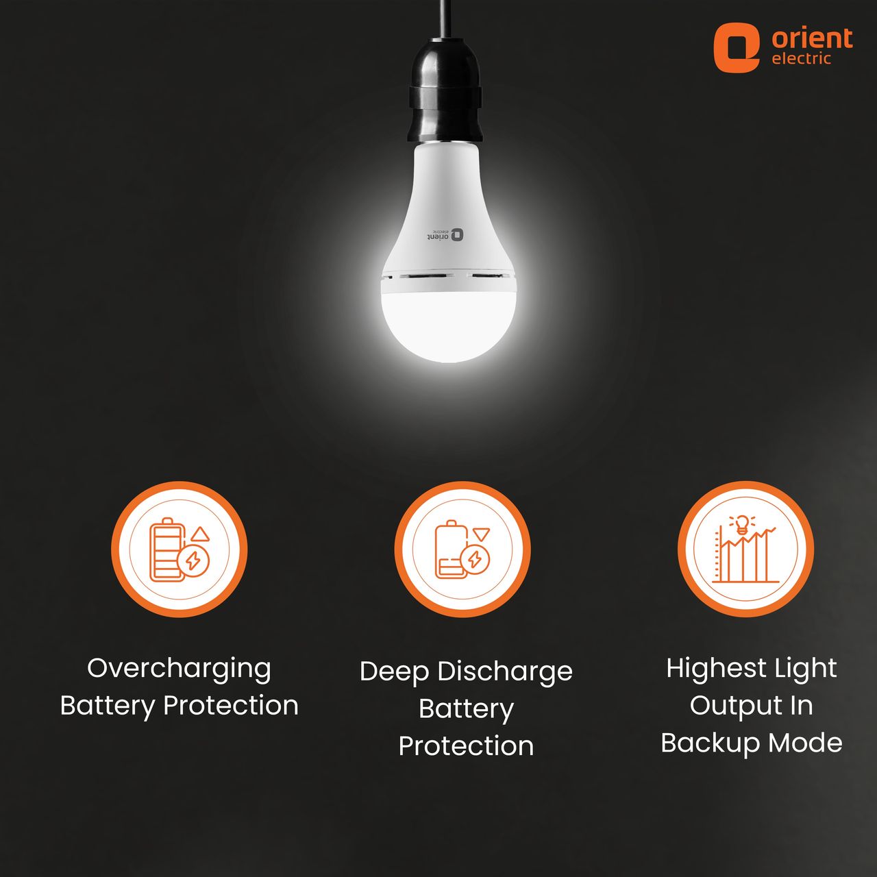 Orient Electric 9 Watts Inverter Emergency LED Light Bulb 6500K|(Cool Day White) | B22 Base Holder