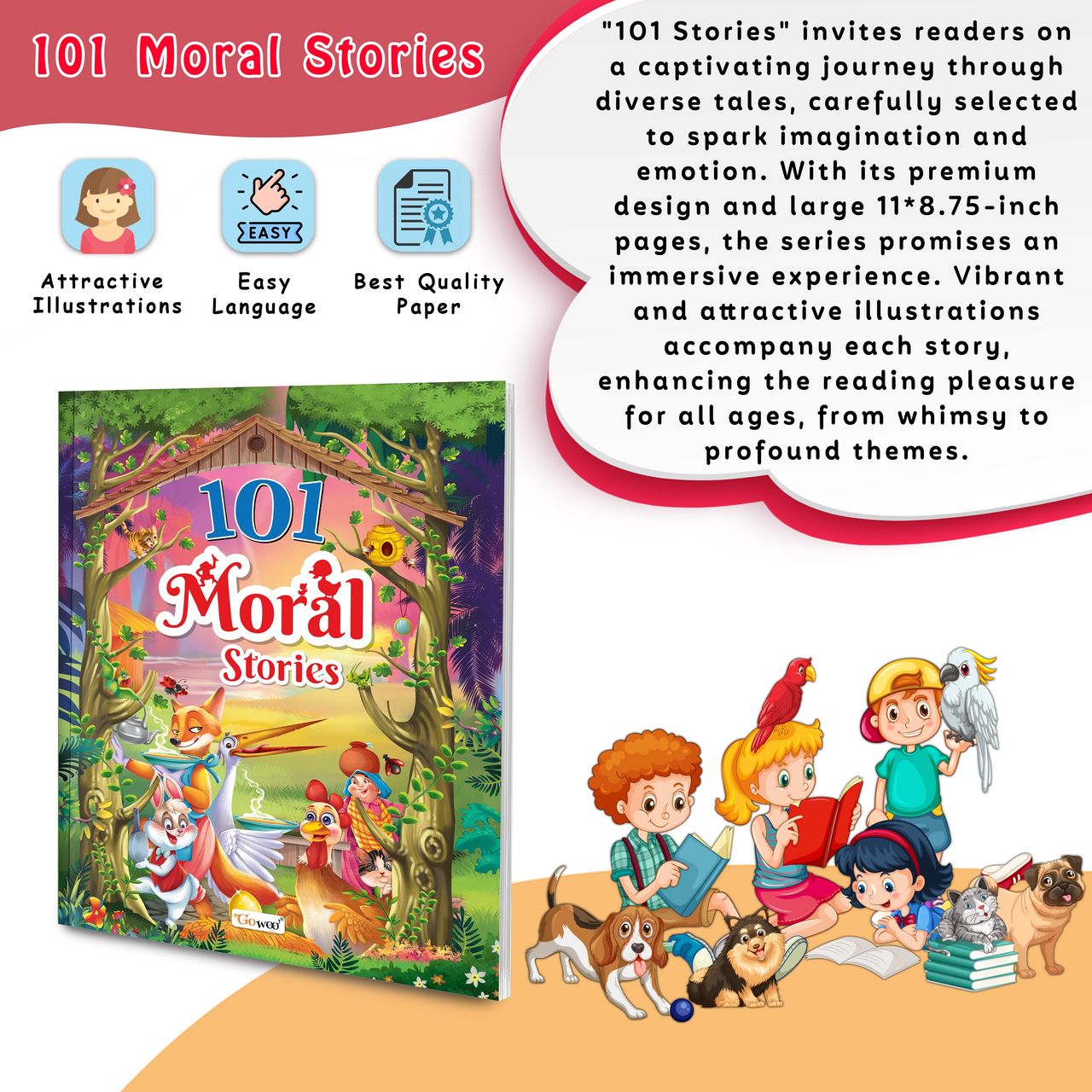 101 Moral Stories | Ages 3-12 | Paperback - Early Reader Storybook | Educational Story for Kids