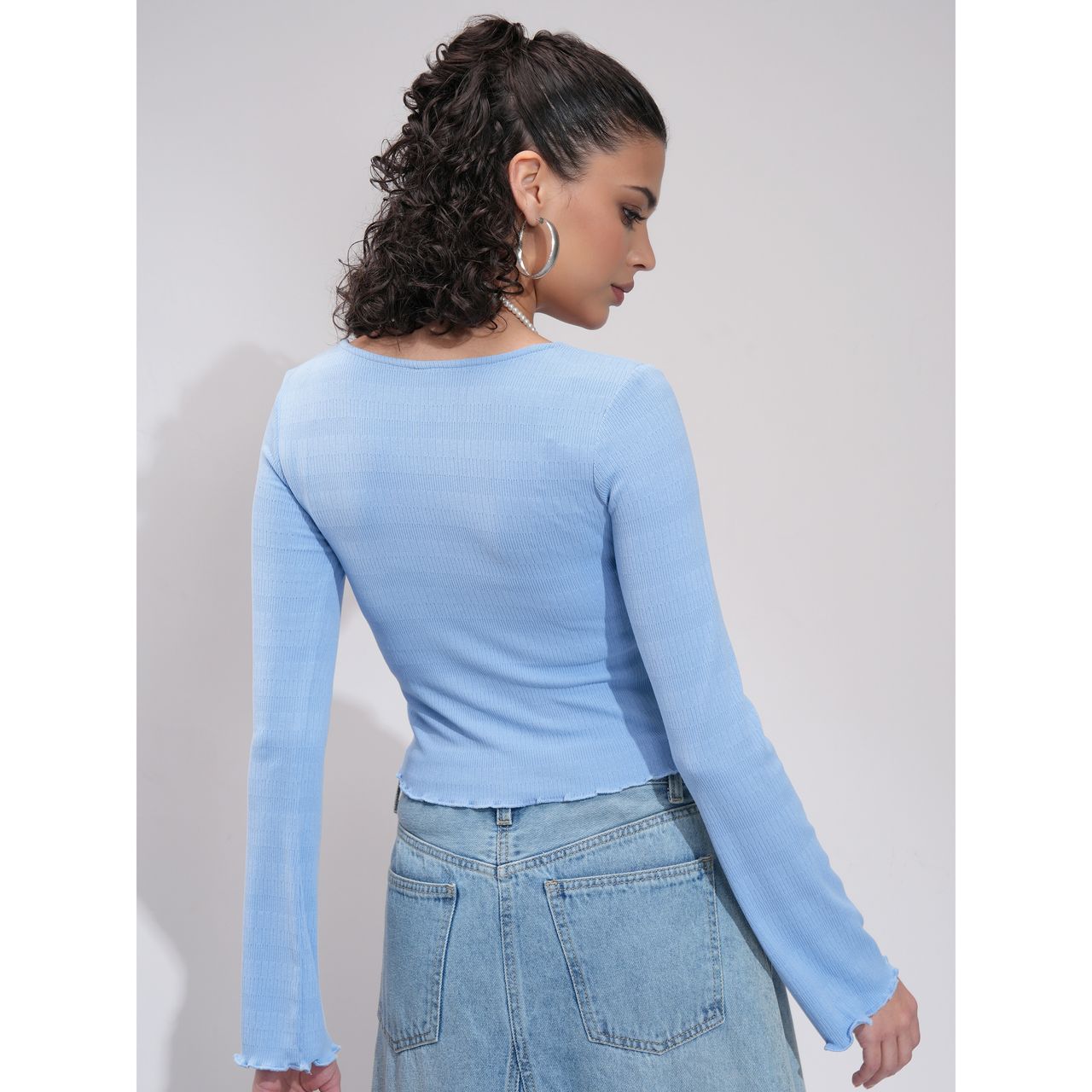 Tokyo Talkies Women's Solid Regular Top | Blue - XL