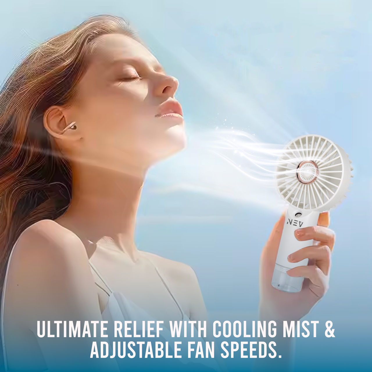 Nev Aero Mist Pro Portable Fan With Mist Handheld Design, White