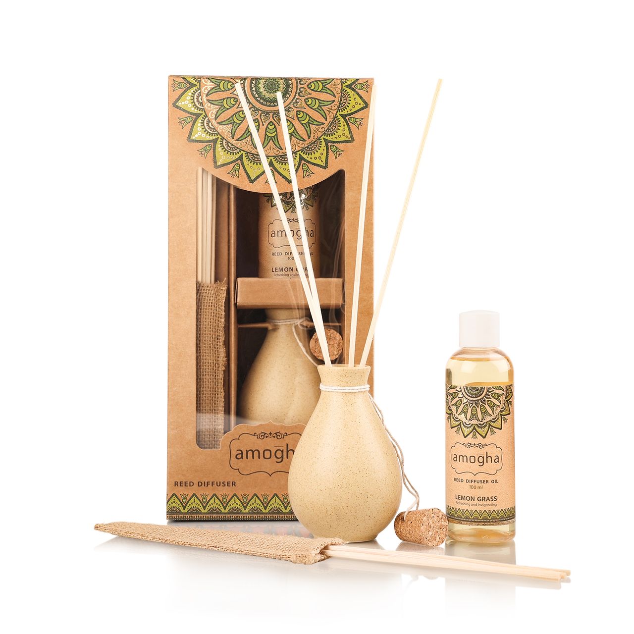 IRIS Amogha Lemon Grass Reed Diffuser Set| Rakhi Gift for Brother & Sister
