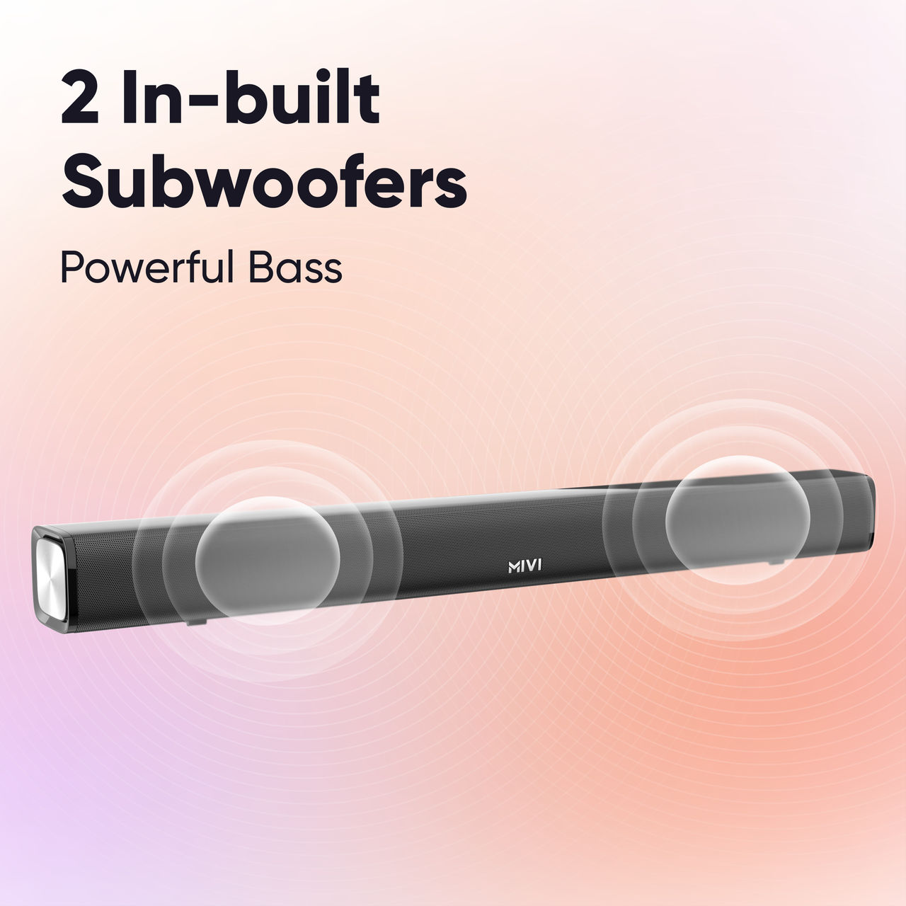 Mivi Fort R70 With 2 In-Built Subwoofers,Made In India 70 W Bluetooth Soundbar(Black, 2.2 Channel) (No charging cable)