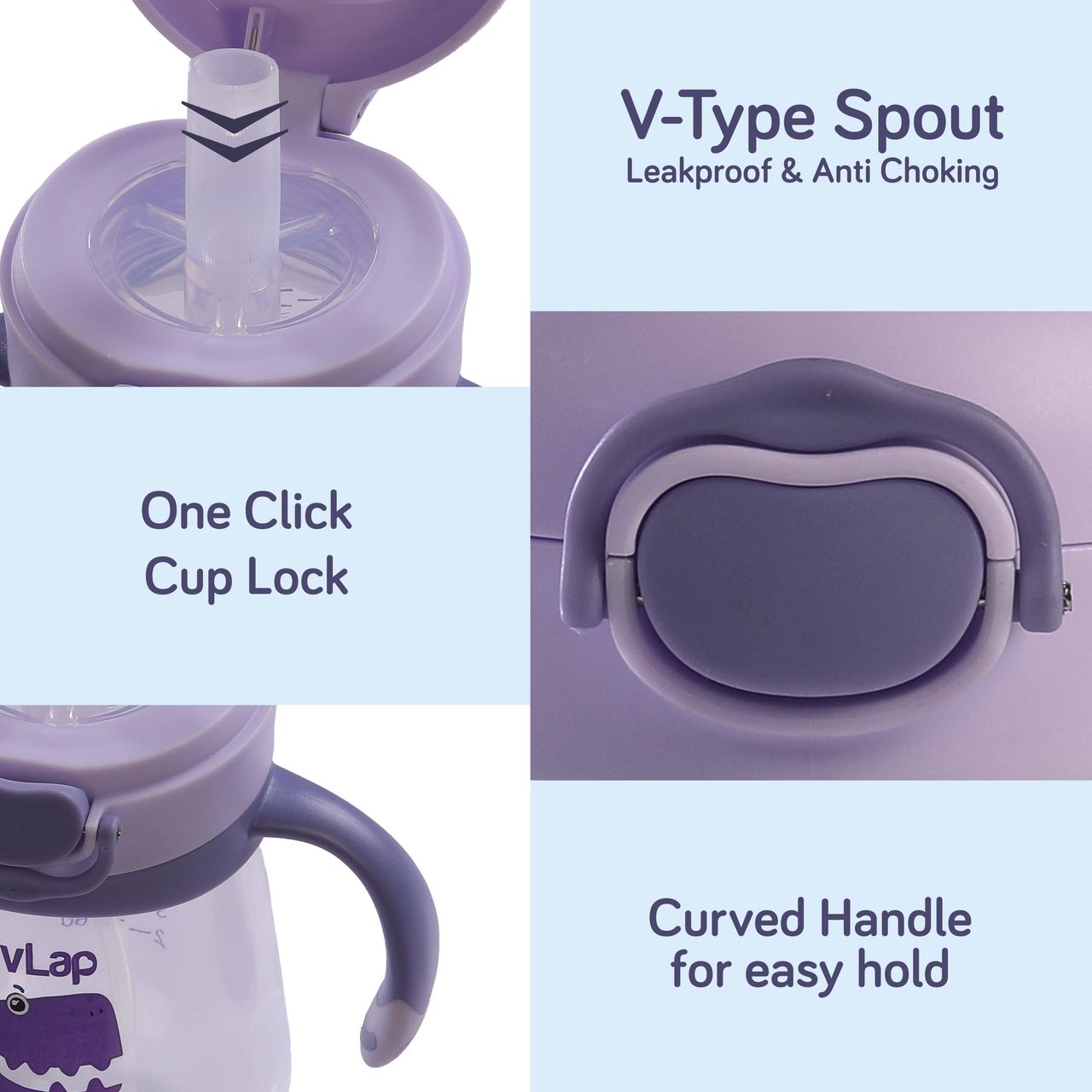 LuvLap Straw Sipper Cup For Kids | Purple | 6+ months