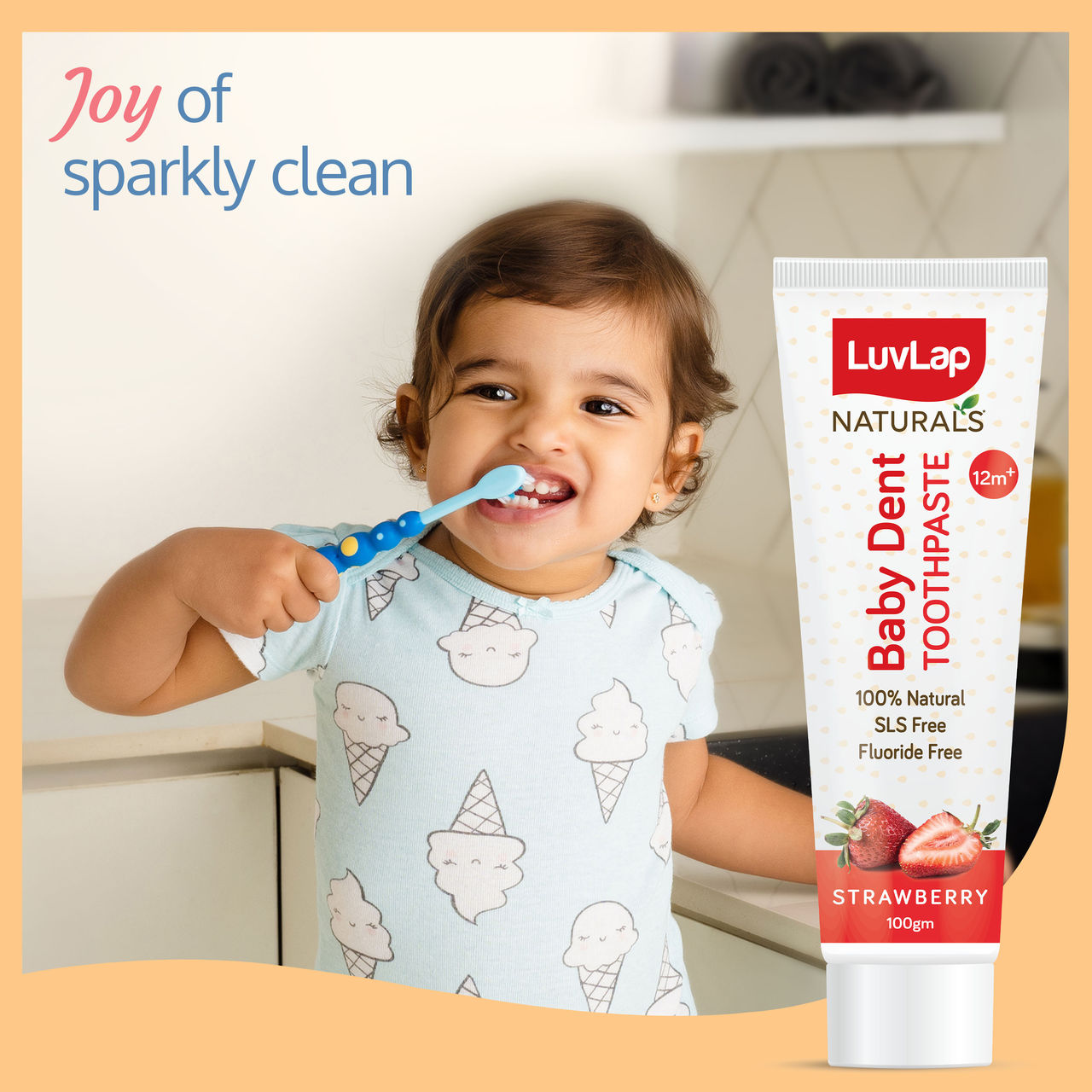 LuvLap Natural Baby Toothpaste Strawberry For Kids | 1+ years