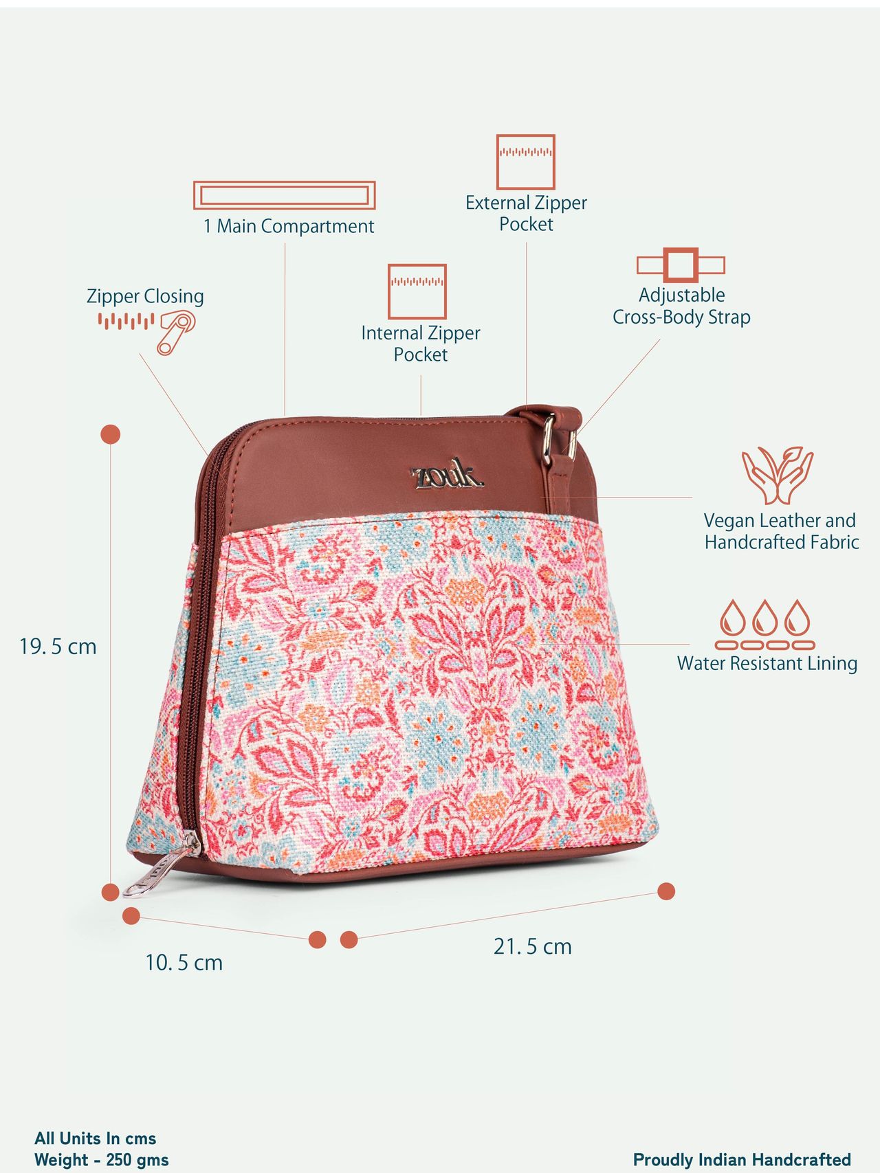 Zouk Mangalore Blossoms OOO Sling Bag - Multicolour