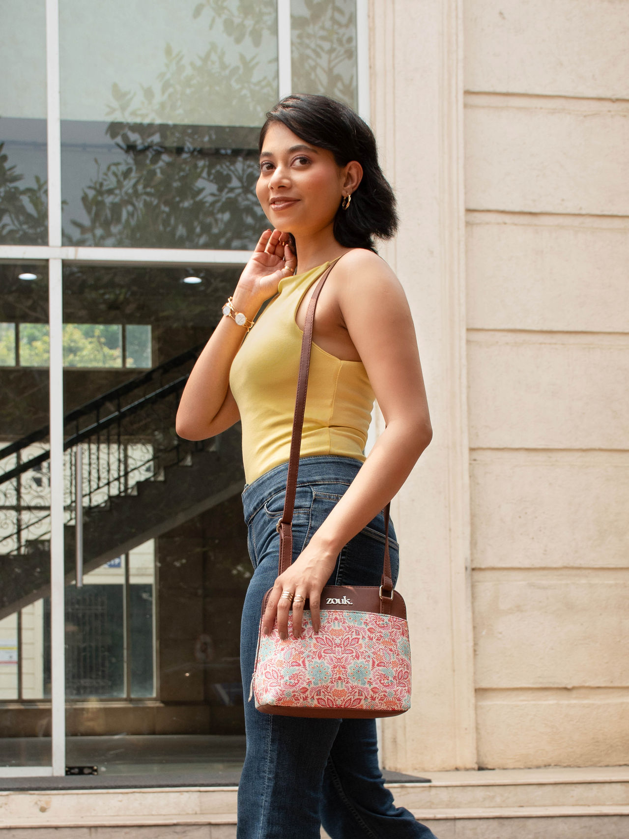 Zouk Mangalore Blossoms OOO Sling Bag - Multicolour