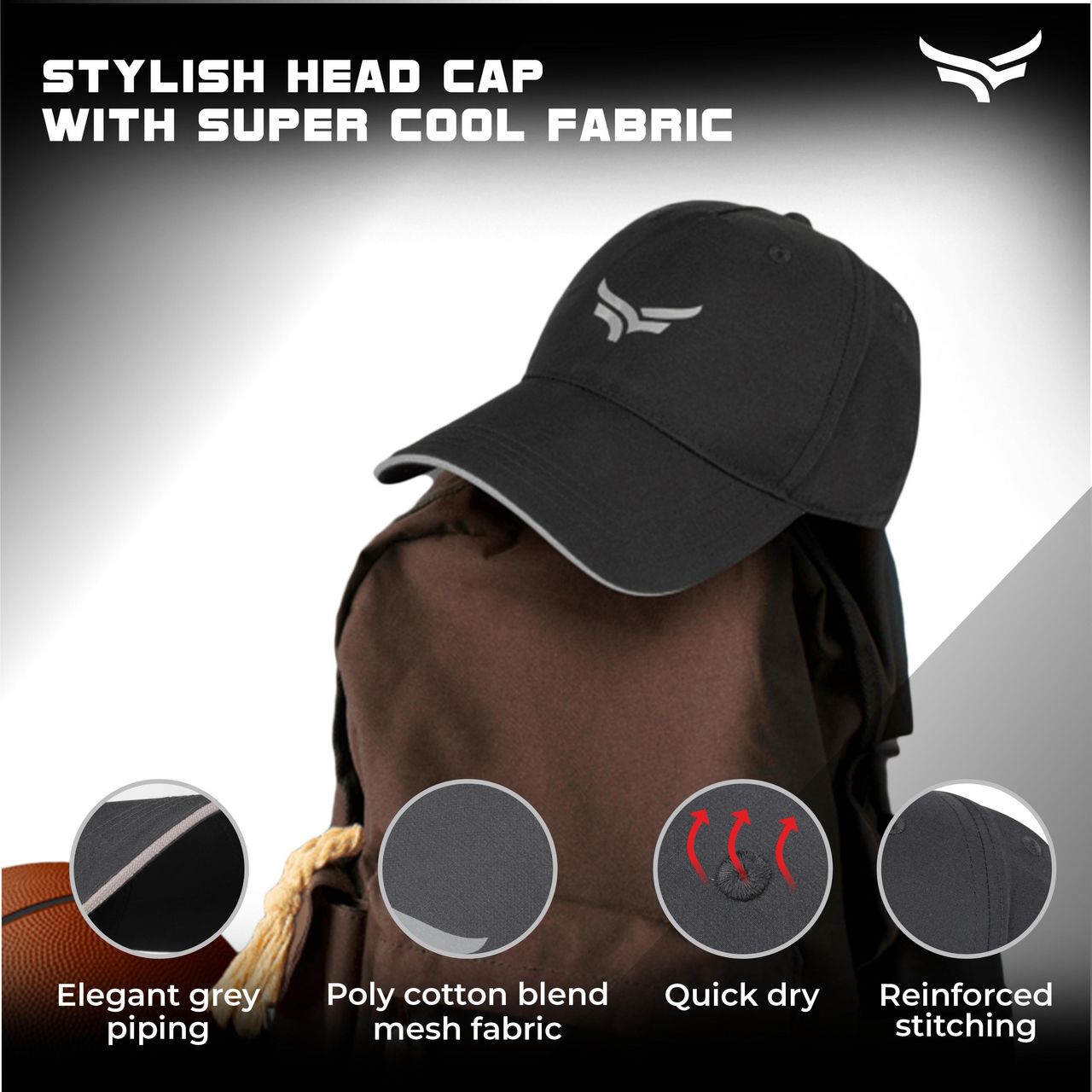 Xtrim Sports Cap - Black and Grey