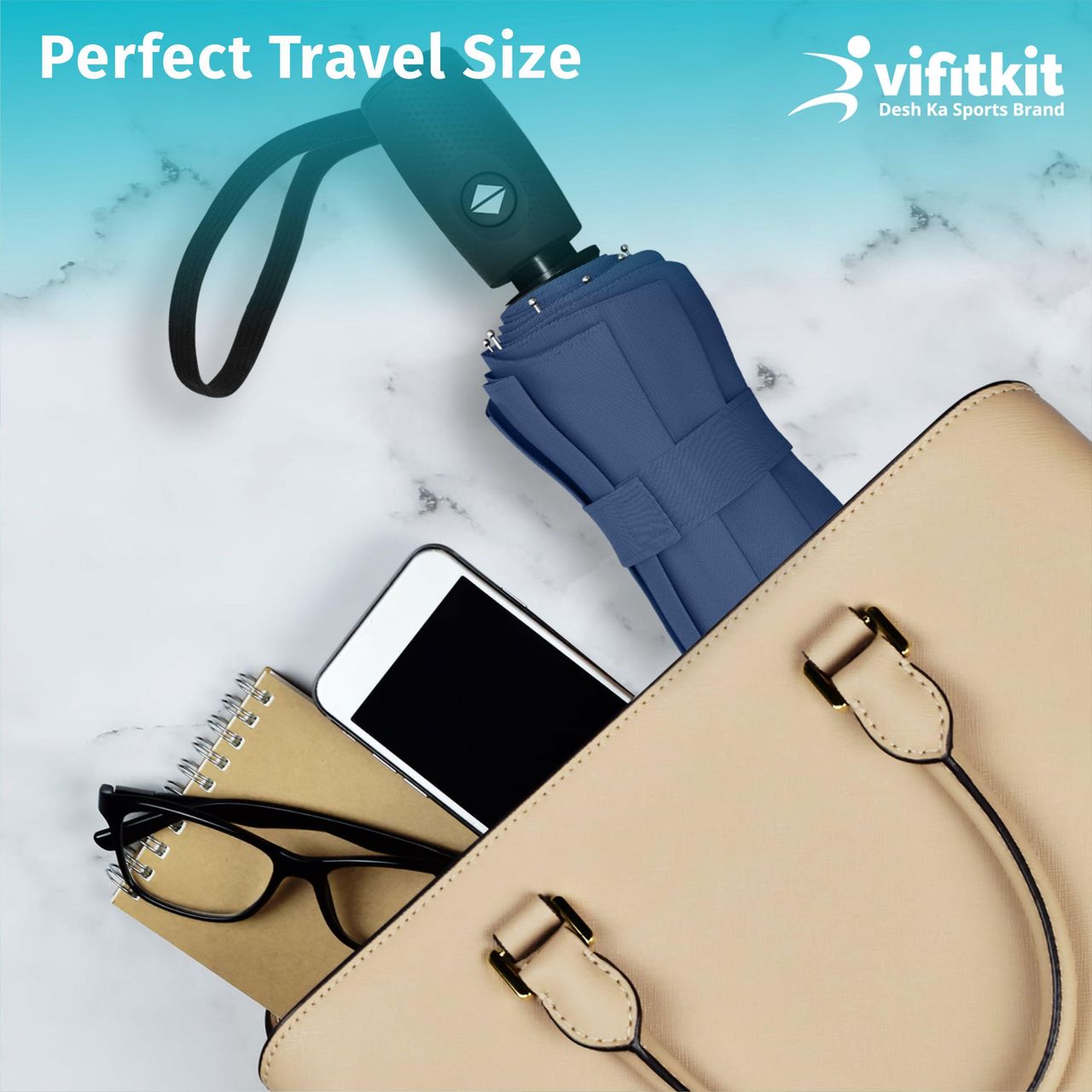 Vifitkit by Xtrim 36 Inch Auto Open Umbrella - Bleed Blue