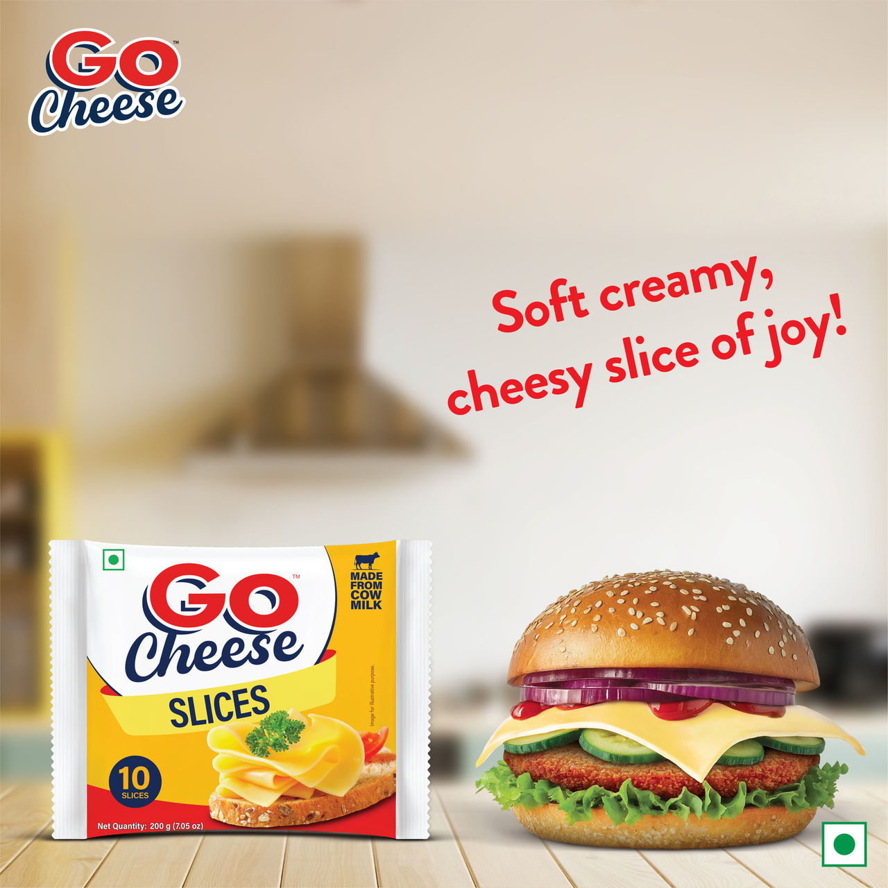 Go Cheese Cheddar Slices Plain 200 g Combo