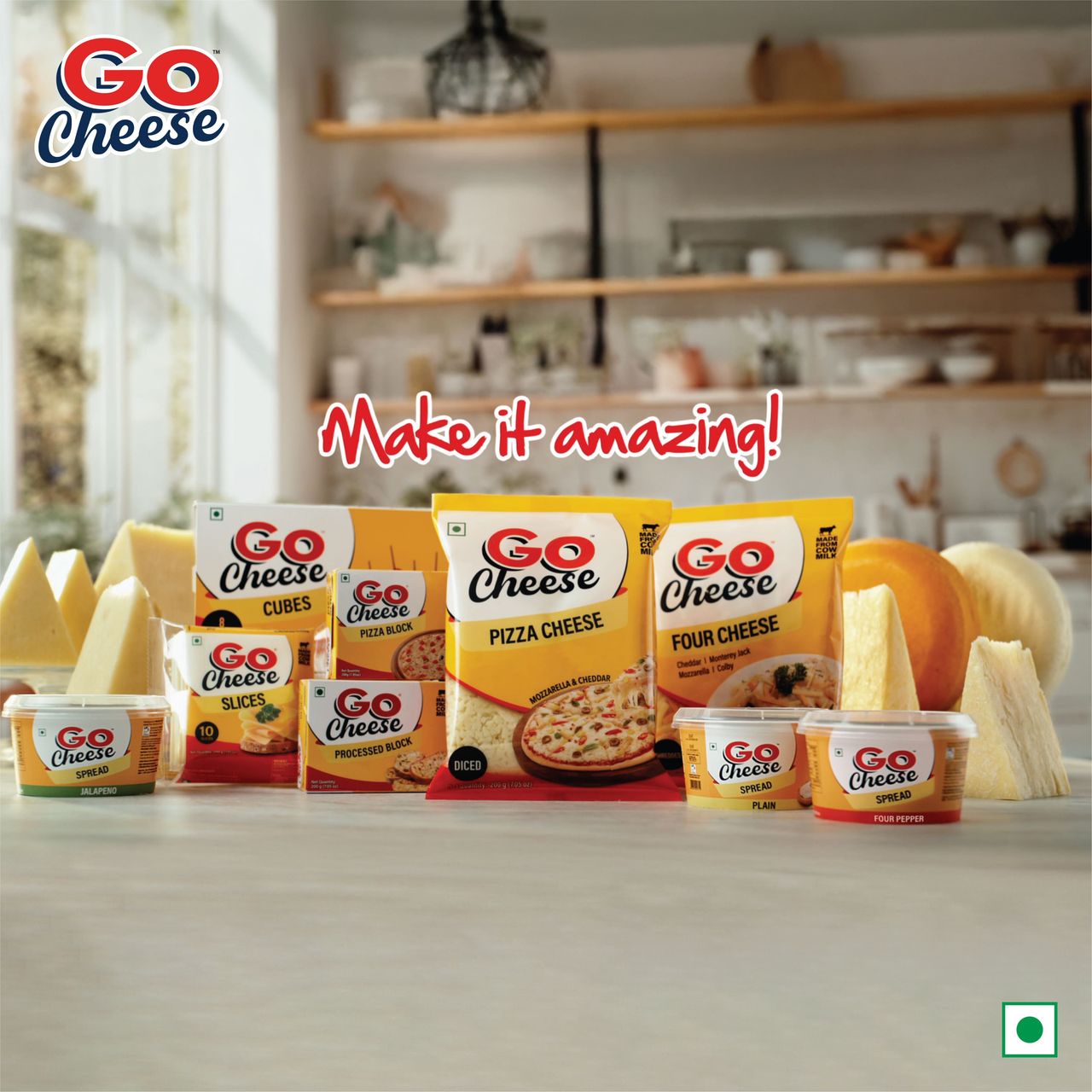 Go Cheese Cheddar Slices Plain 200 g Combo