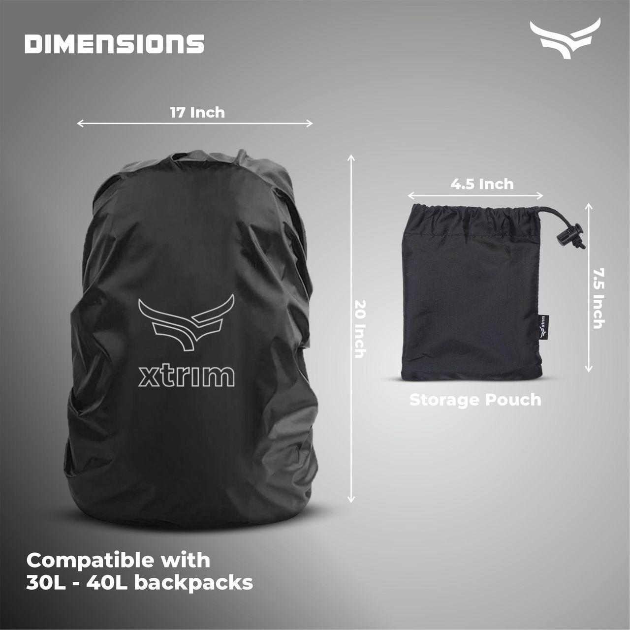 Xtrim Rain & Dust Proof Protector for Backpacks |Upto 40 L, for Trekking & Camping |Black