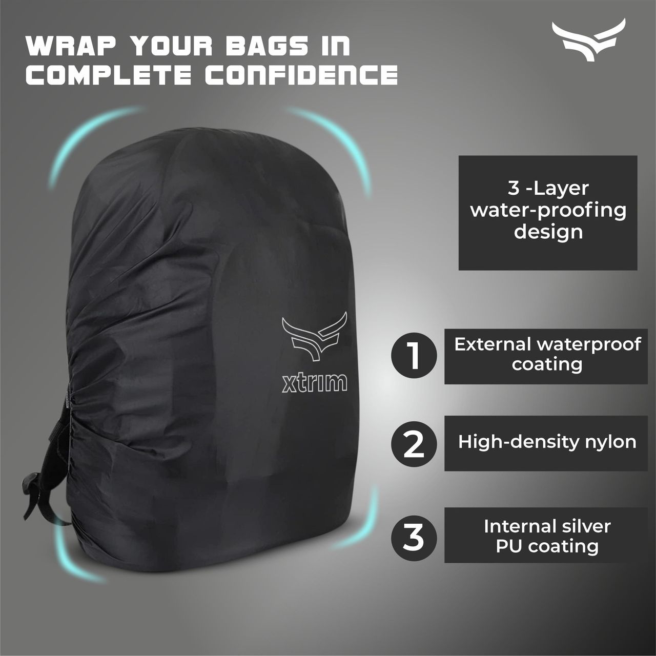 Xtrim Rain & Dust Proof Protector for Backpacks |Upto 40 L, for Trekking & Camping |Black