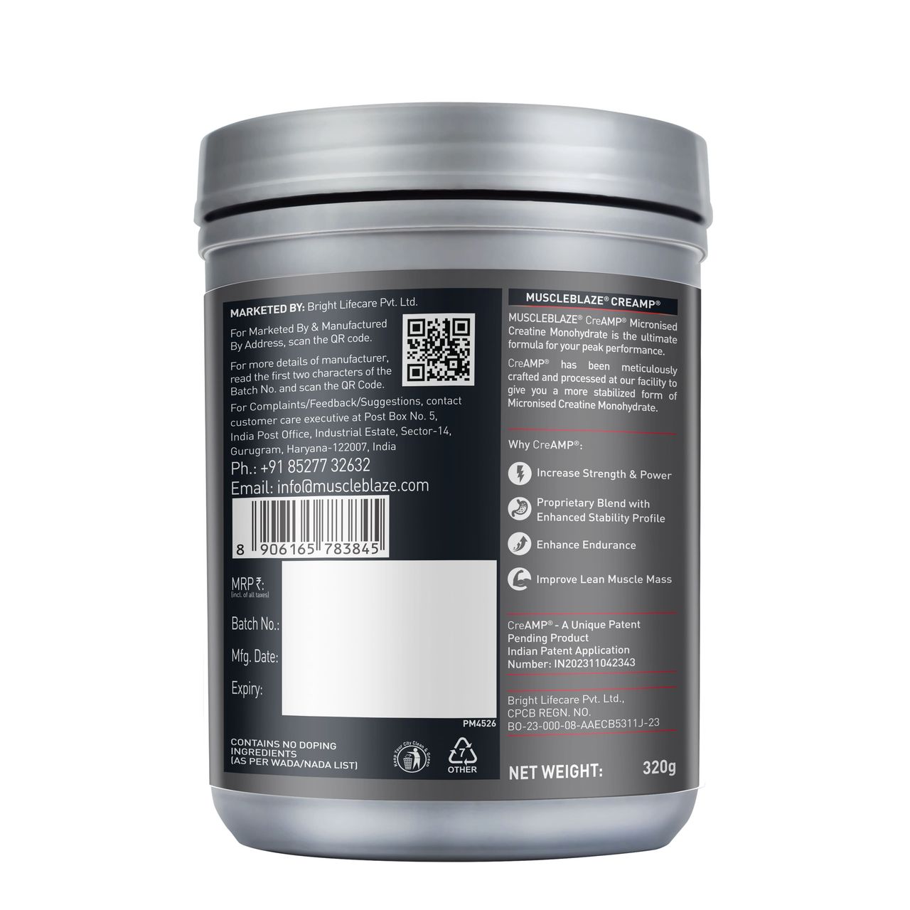 Muscleblaze Creatine Monohydrate Creamp With Creabsorb (Citrus Blast, 62 Servings) 250 g Combo