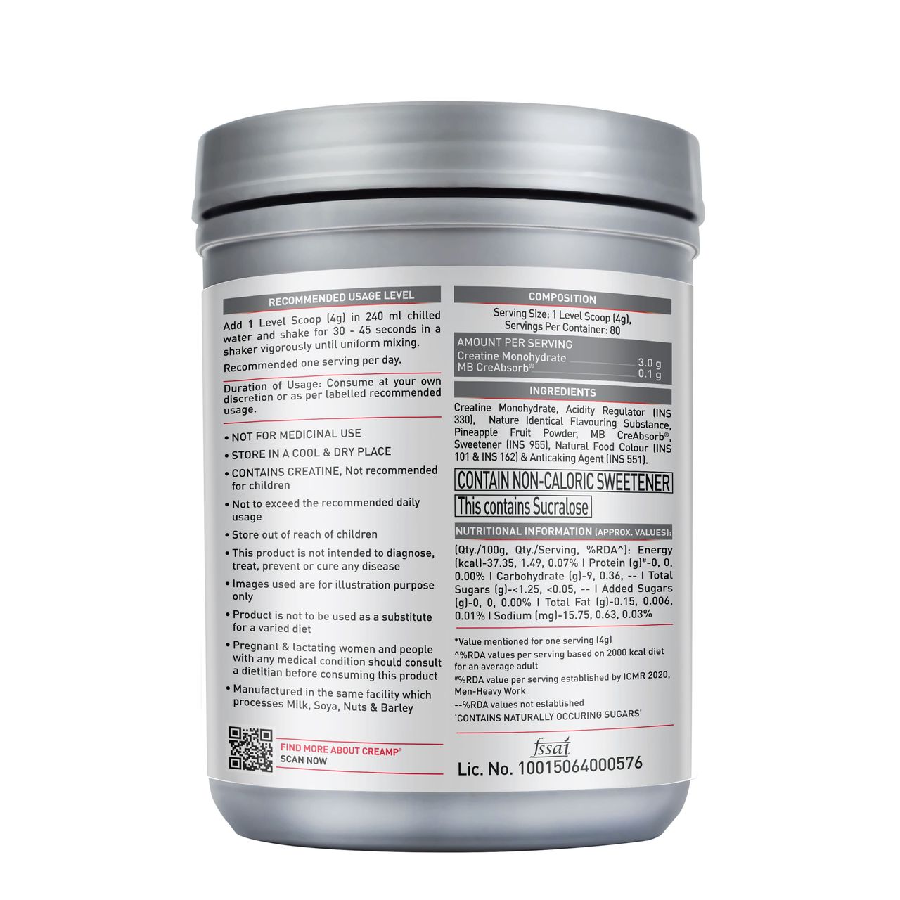 Muscleblaze Creatine Monohydrate Creamp With Creabsorb (Citrus Blast, 62 Servings) 250 g Combo