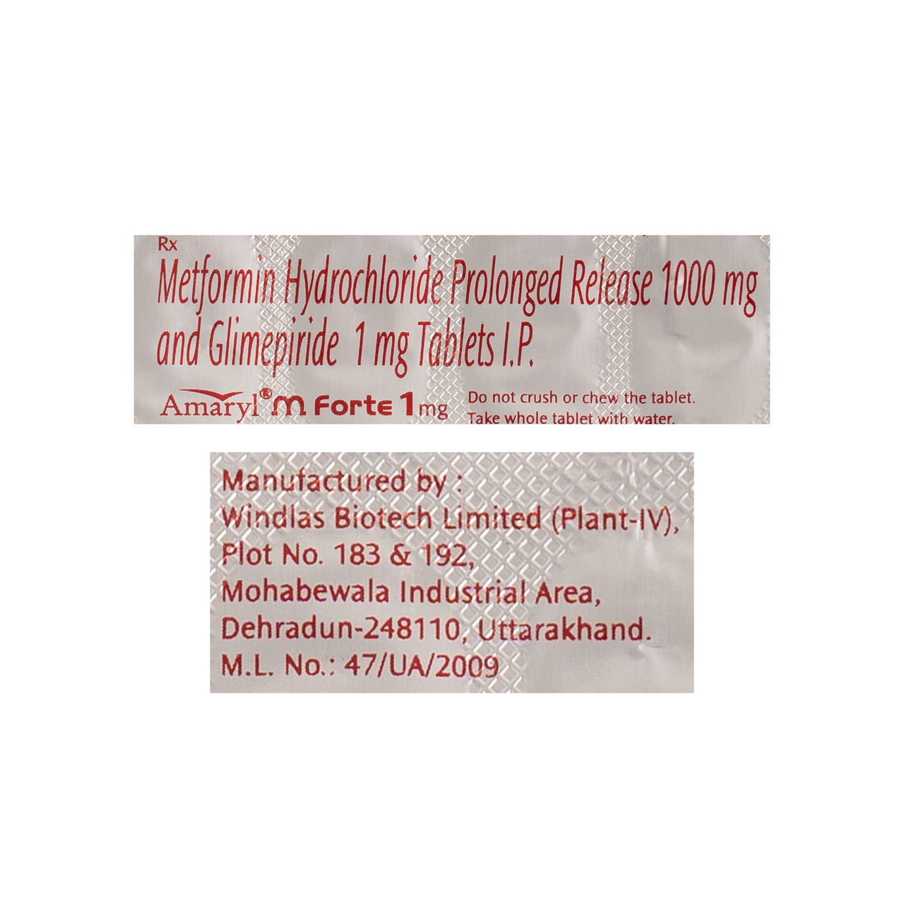 Amaryl M Forte 1mg Tablets PR