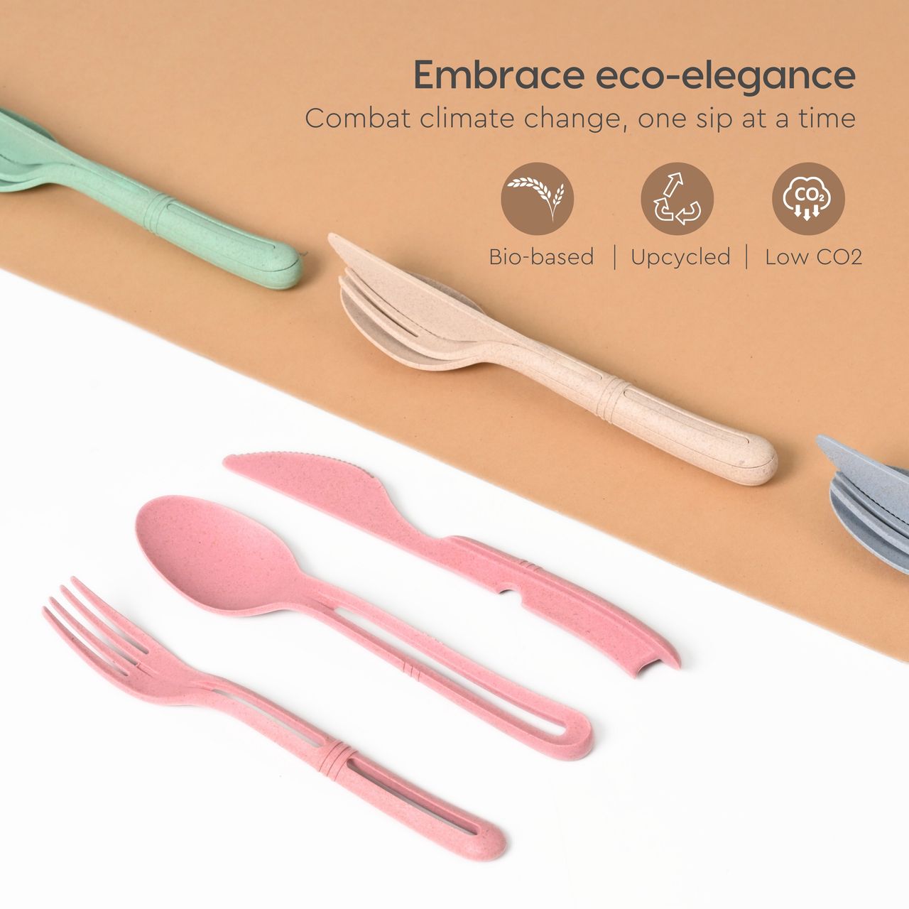 Eha Earth Friendly Cutlery Set For Dining Table | Travel Cutlery Set Of 4 | Multicolor
