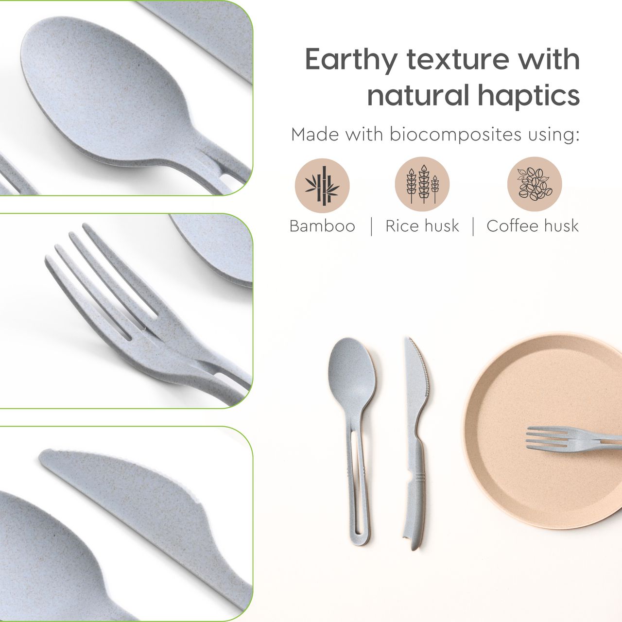 Eha Earth Friendly Cutlery Set For Dining Table | Travel Cutlery Set Of 4 | Multicolor