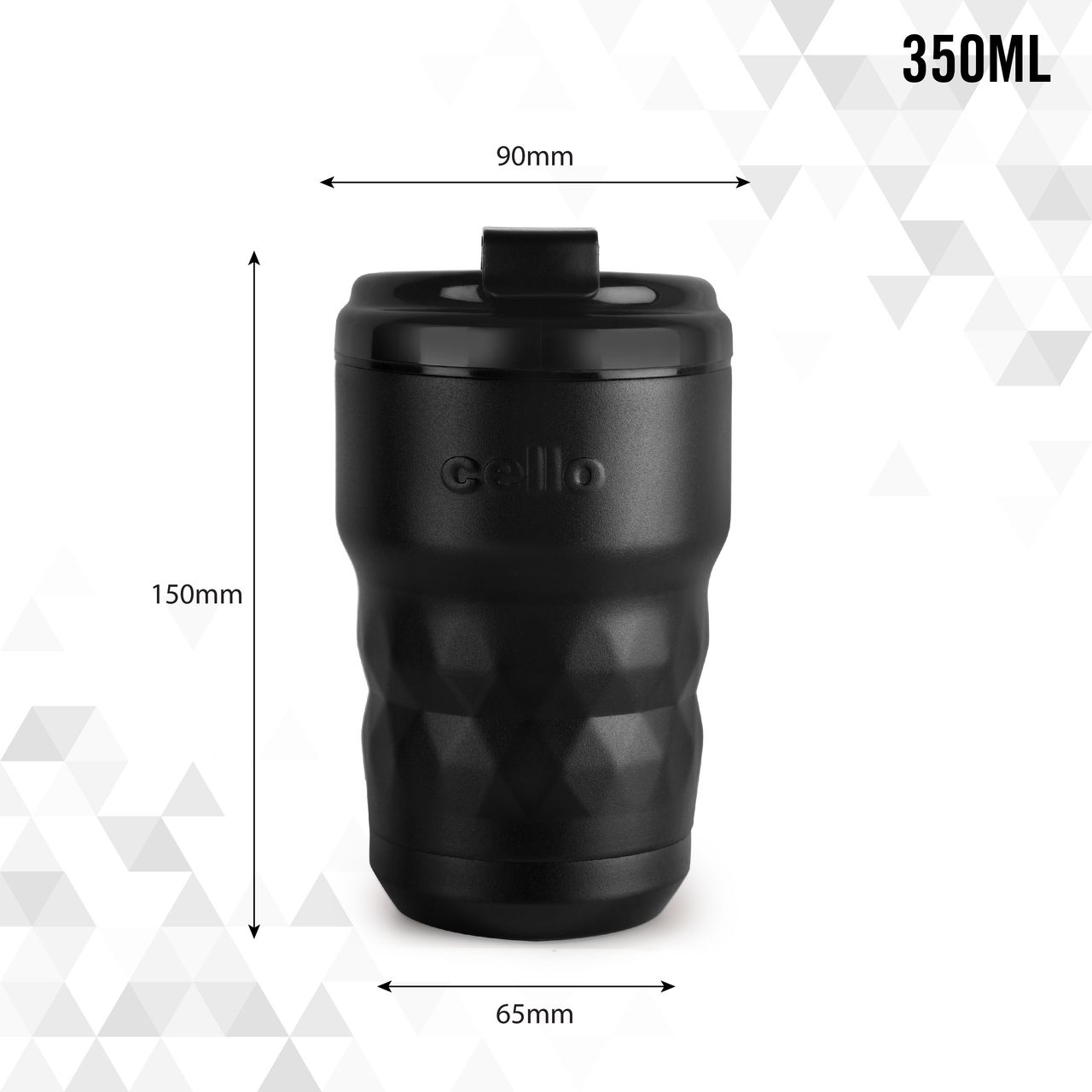 Cello Stainless Steel Nomad Vacusteel Mug | Black - 350 ml