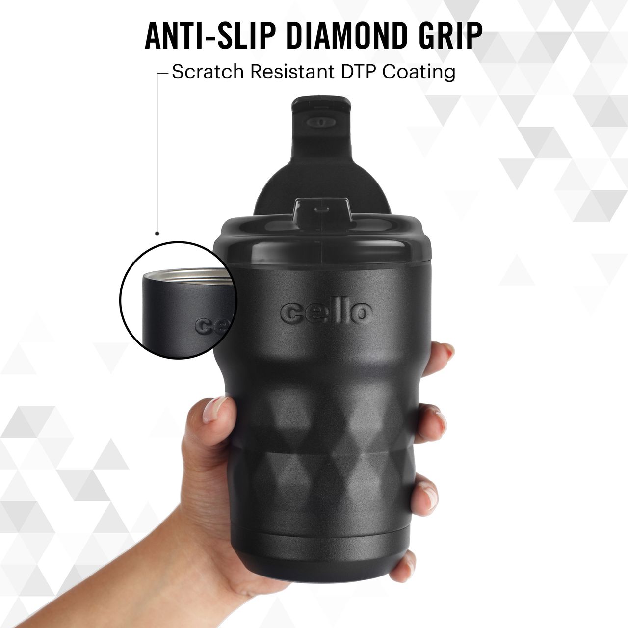 Cello Stainless Steel Nomad Vacusteel Mug | Black - 350 ml