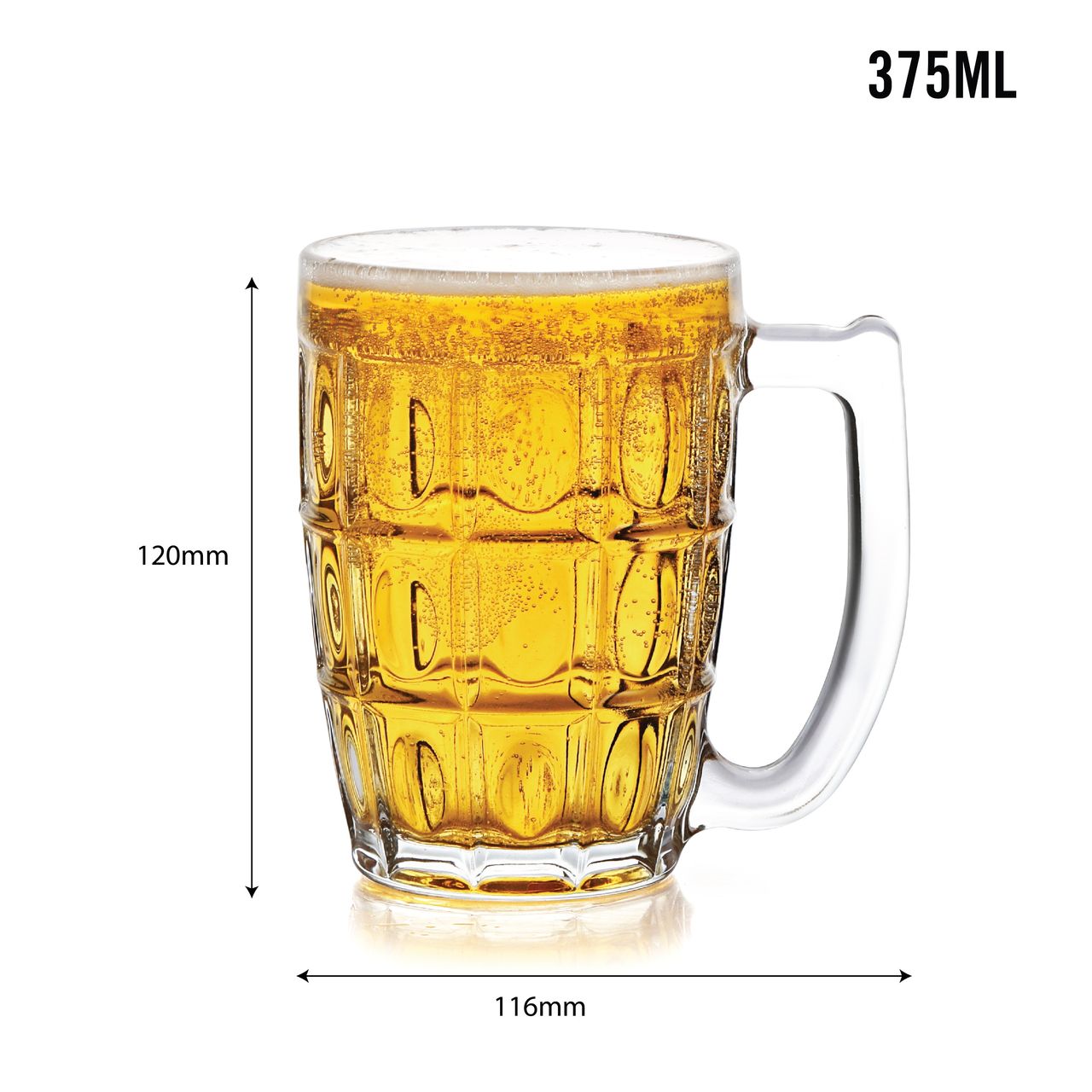 Cello Executive Beer Mug with Handle Set of 2, 375ml