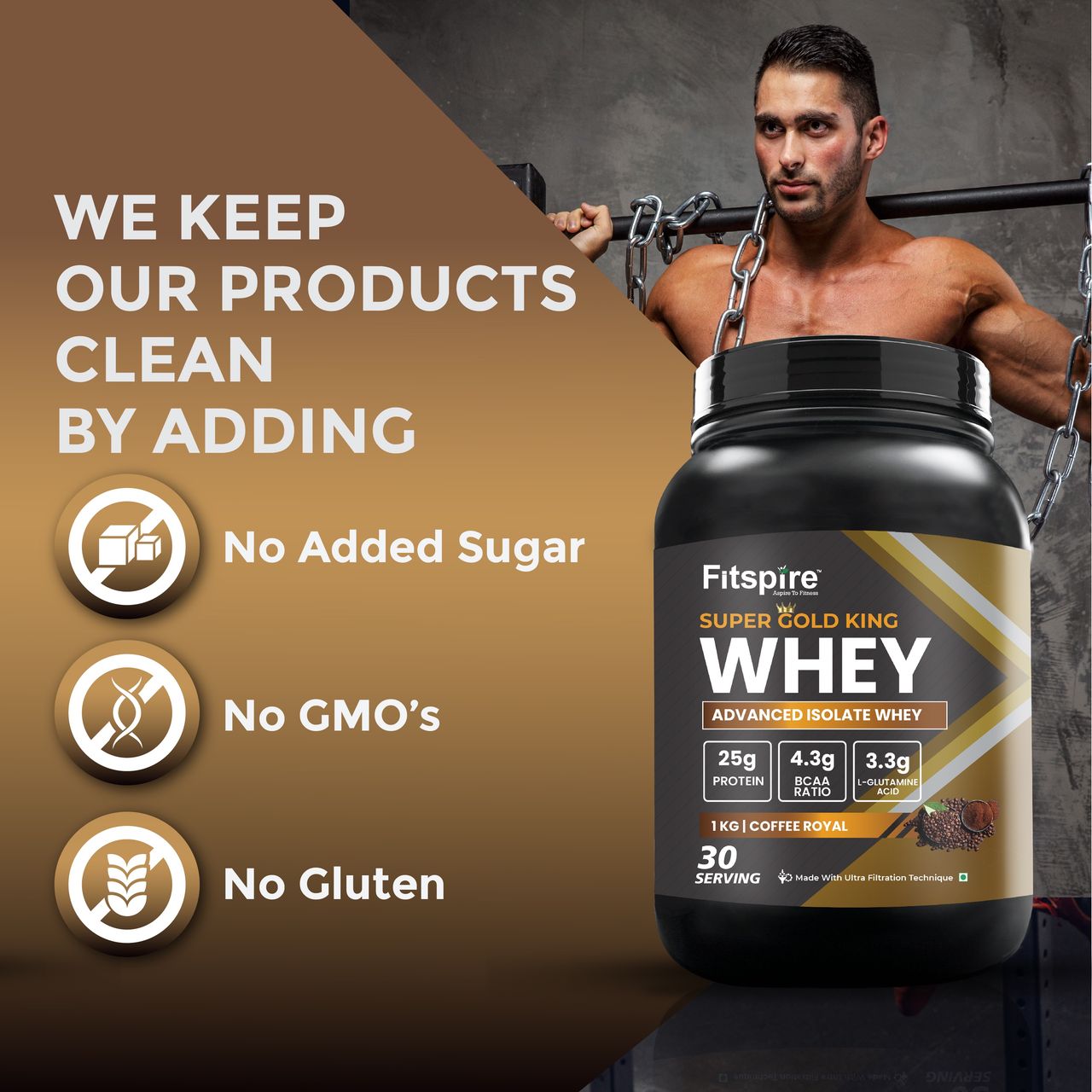 Fitspire Gold King Advance Isolate Whey Protein Coffee Royal With Creatine Lemon