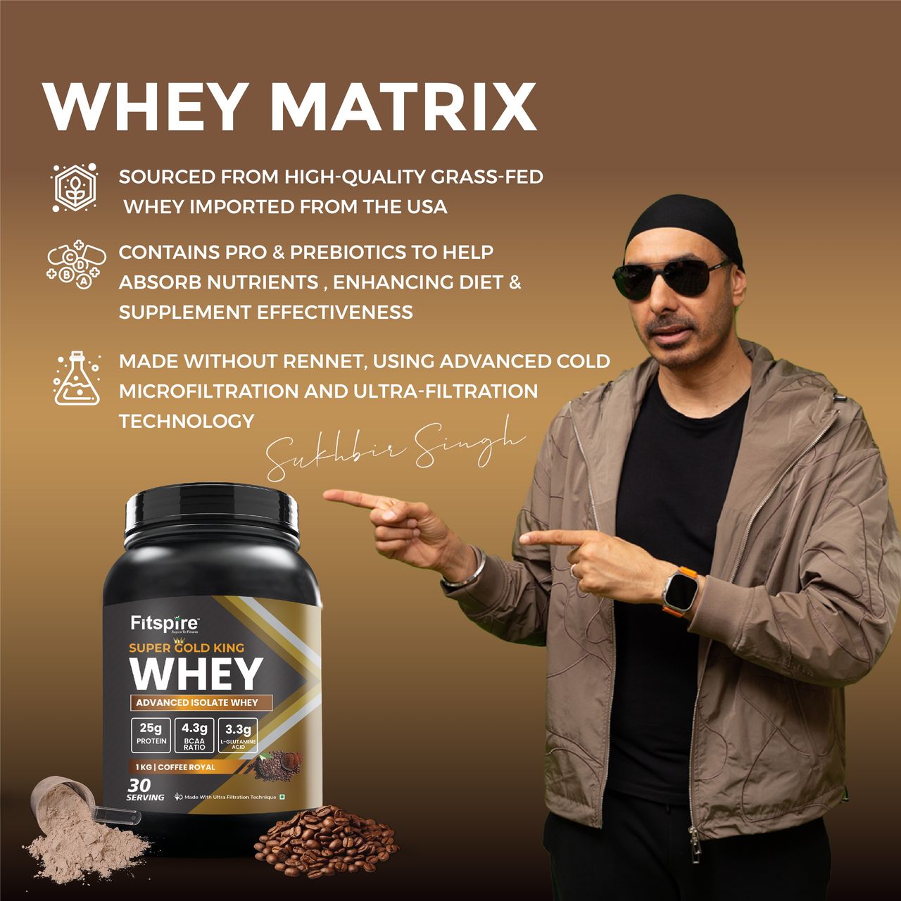 Fitspire Gold King Advance Isolate Whey Protein Coffee Royal With Creatine Lemon
