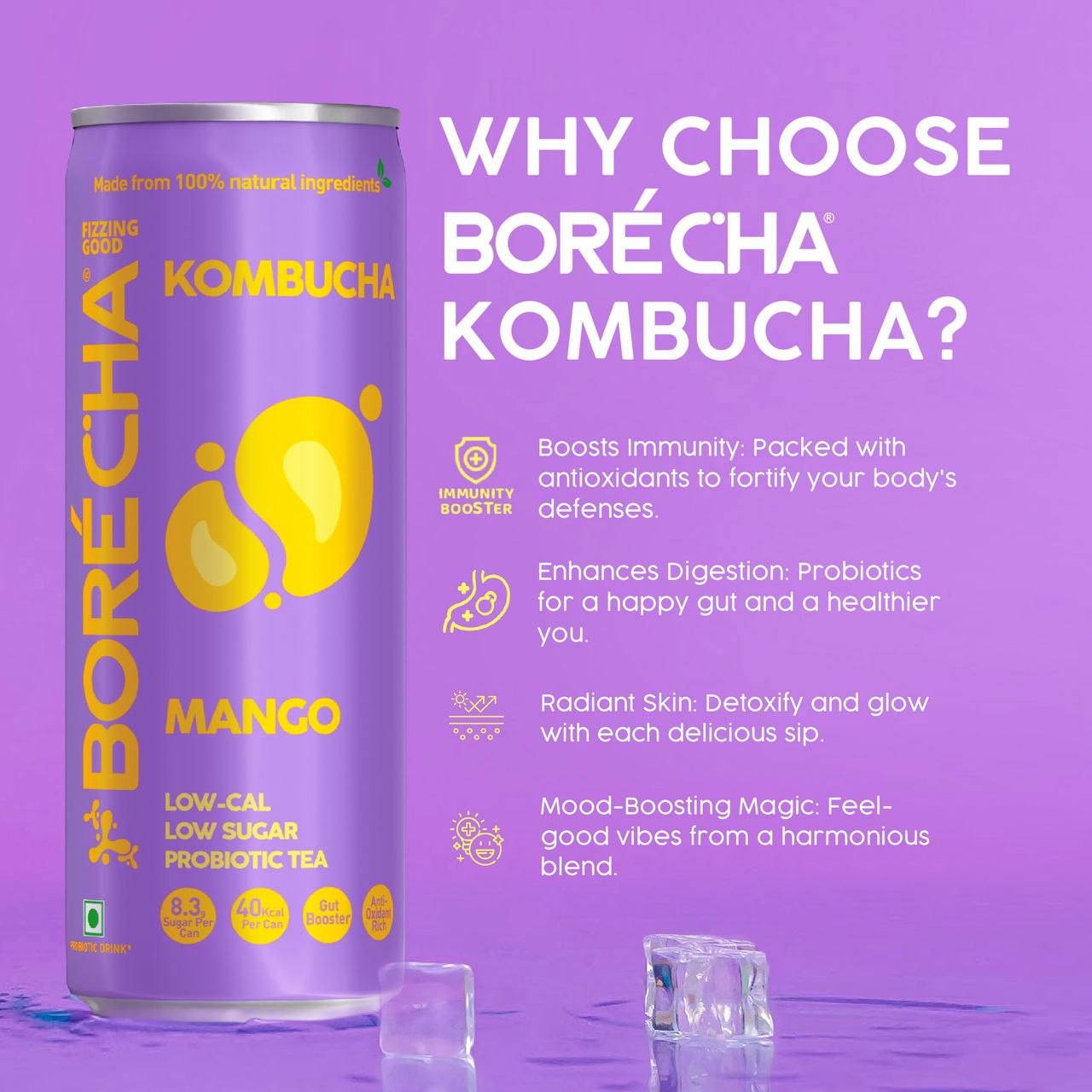Borecha Mango Probiotic Kombucha