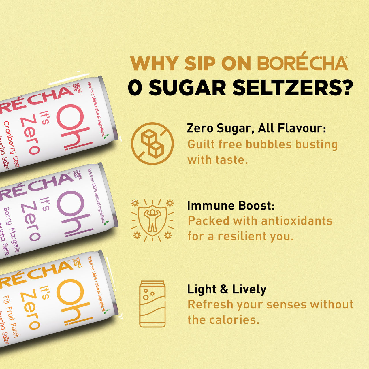 Borecha Fiji Fruit Punch Zero Sugar Seltzer Kombucha