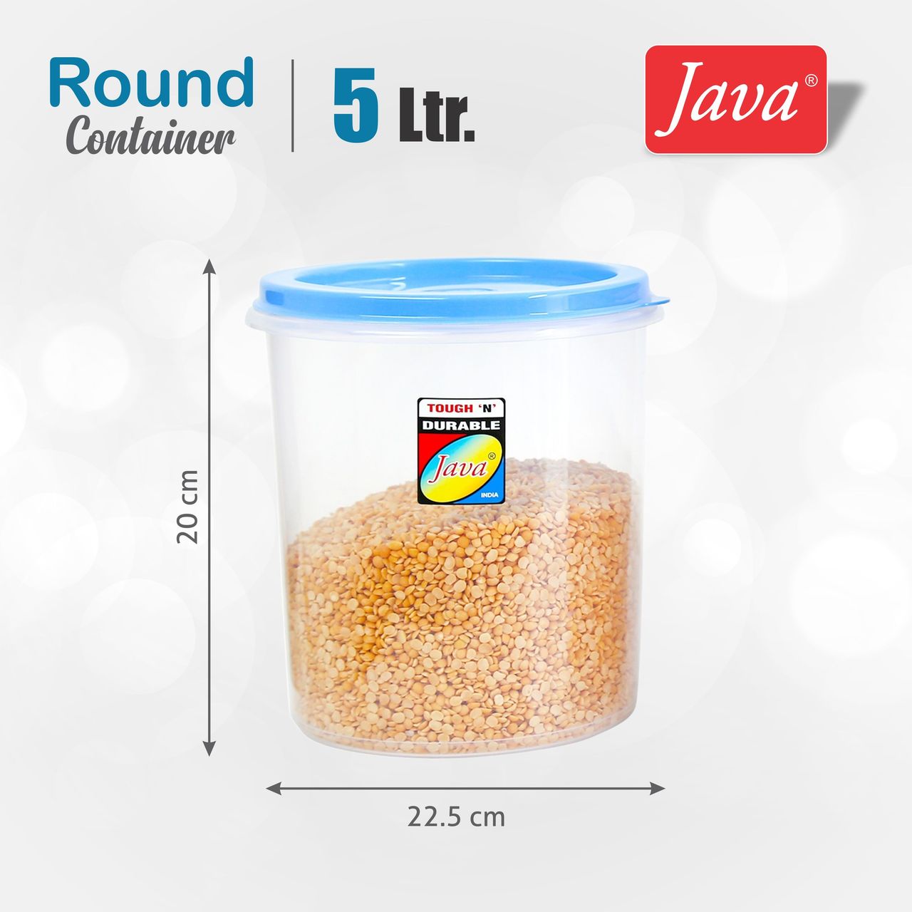 Java 3 Pcs Plastic Round Container (10L, 7L, 5L) - Transparent