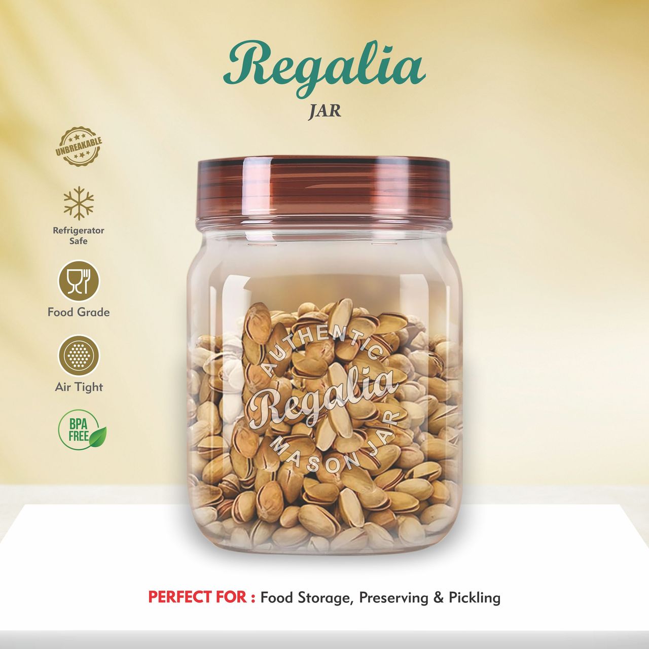 Java Regalia Plastic Utility Grocery Container | Transparent bottom & Brown Lid | 2500 ml
