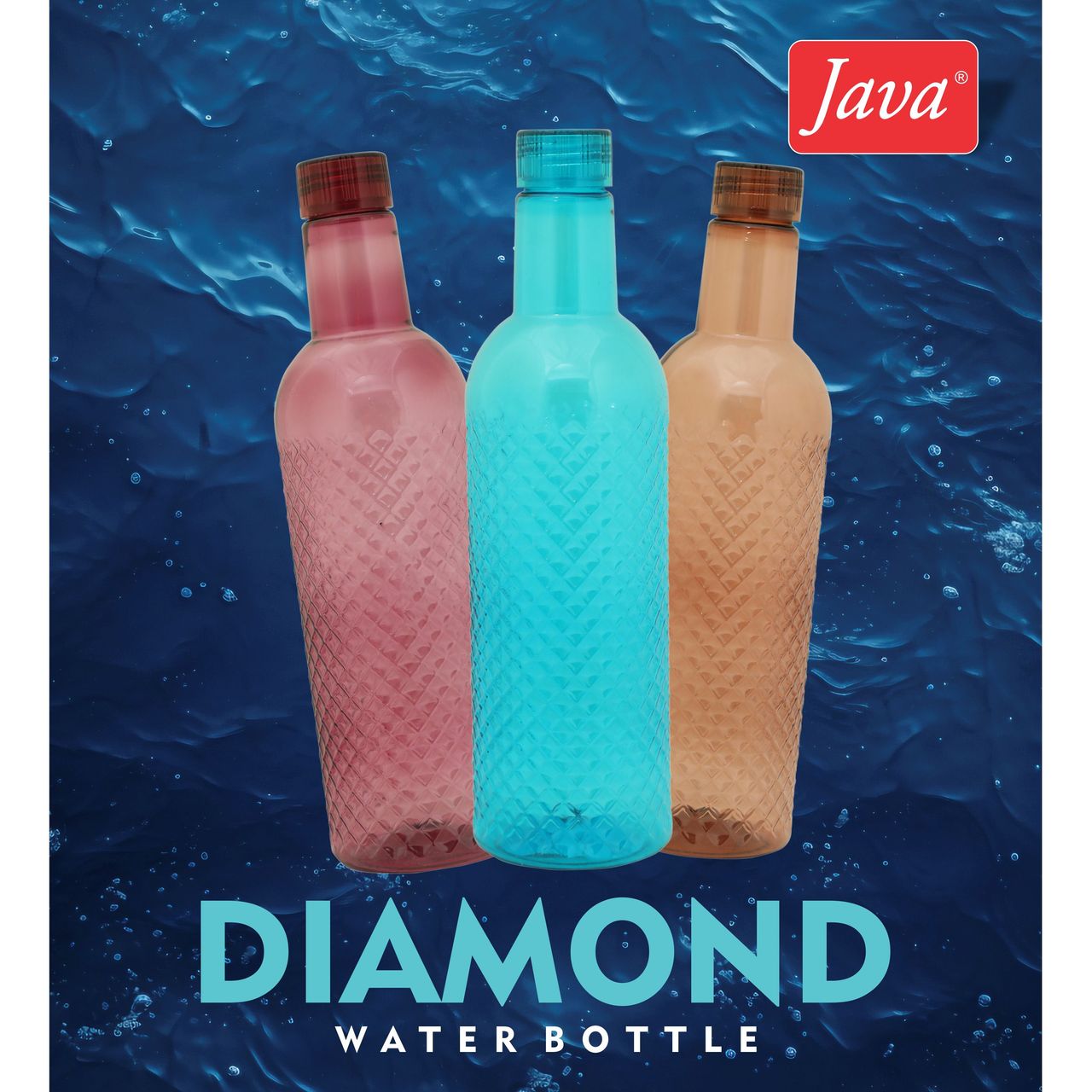 Java Diamond Jr Plastic Water Bottle 500ml | Pack of 3 (Colour May Vary)