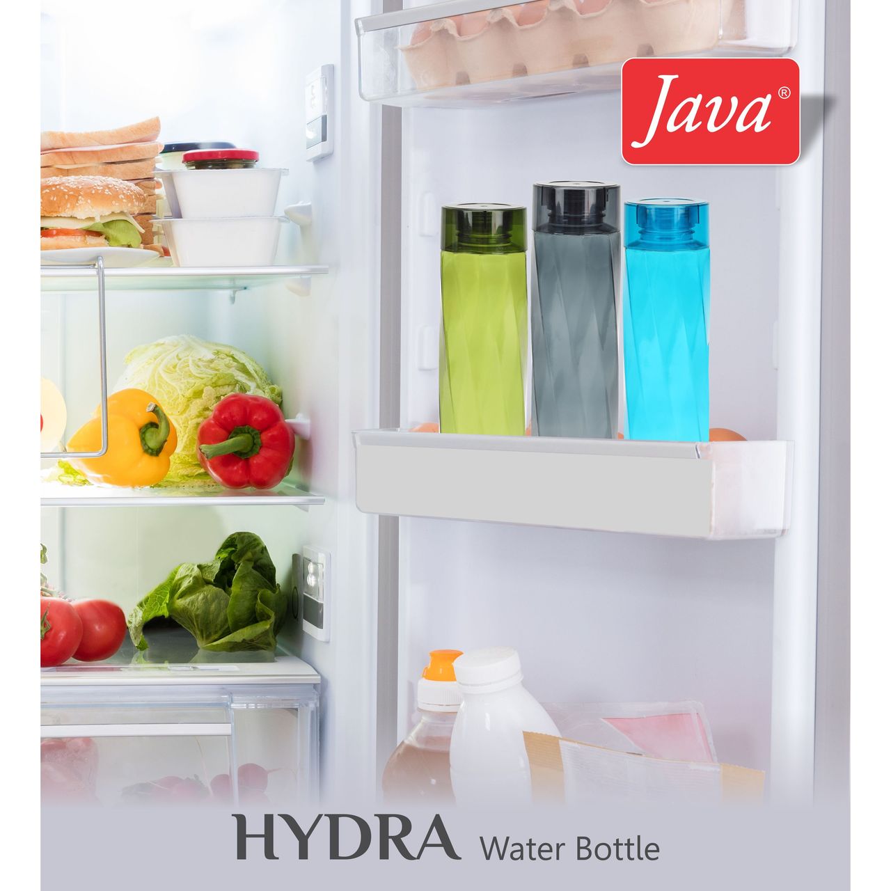 Java Hydra Plastic Water Bottle 1L | Pack of 3 (Colour May Vary)