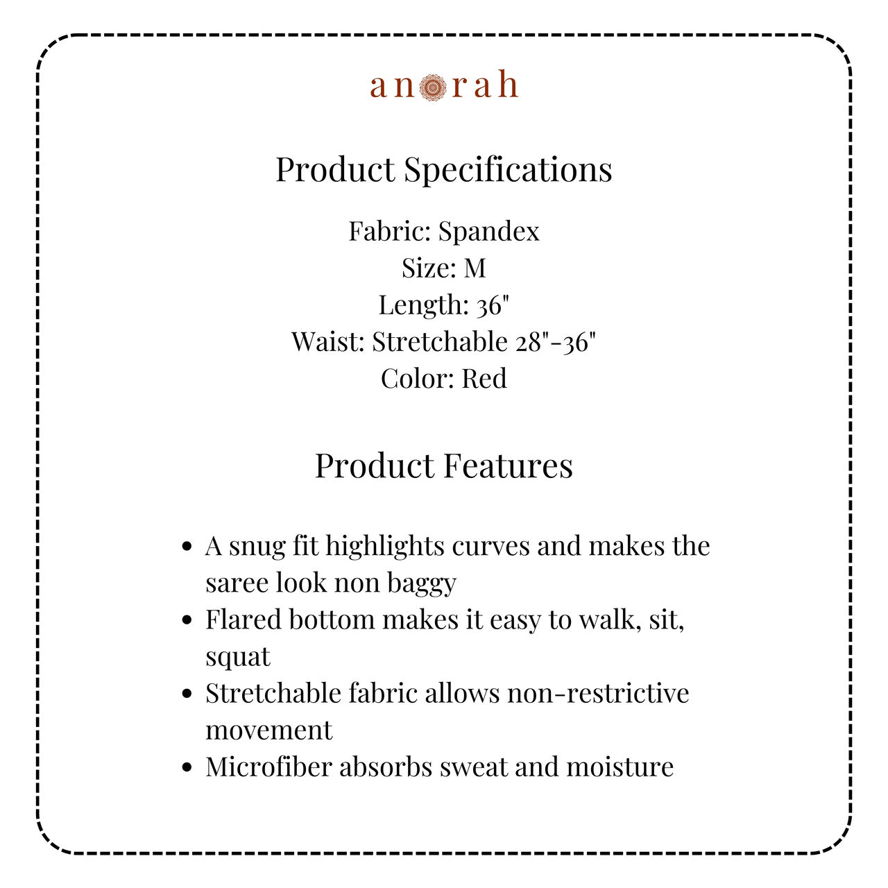 Anorah Saree Shapewear - Red