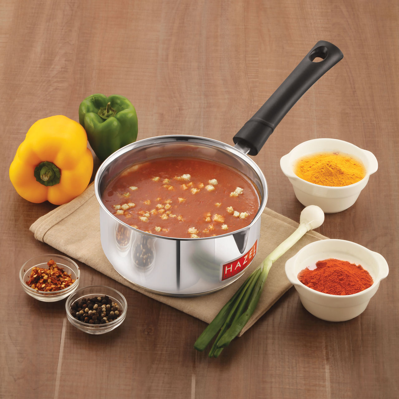 HAZEL Induction Bottom Sauce Pan - 1250 ml | Stainless Steel Saucepan with Handle