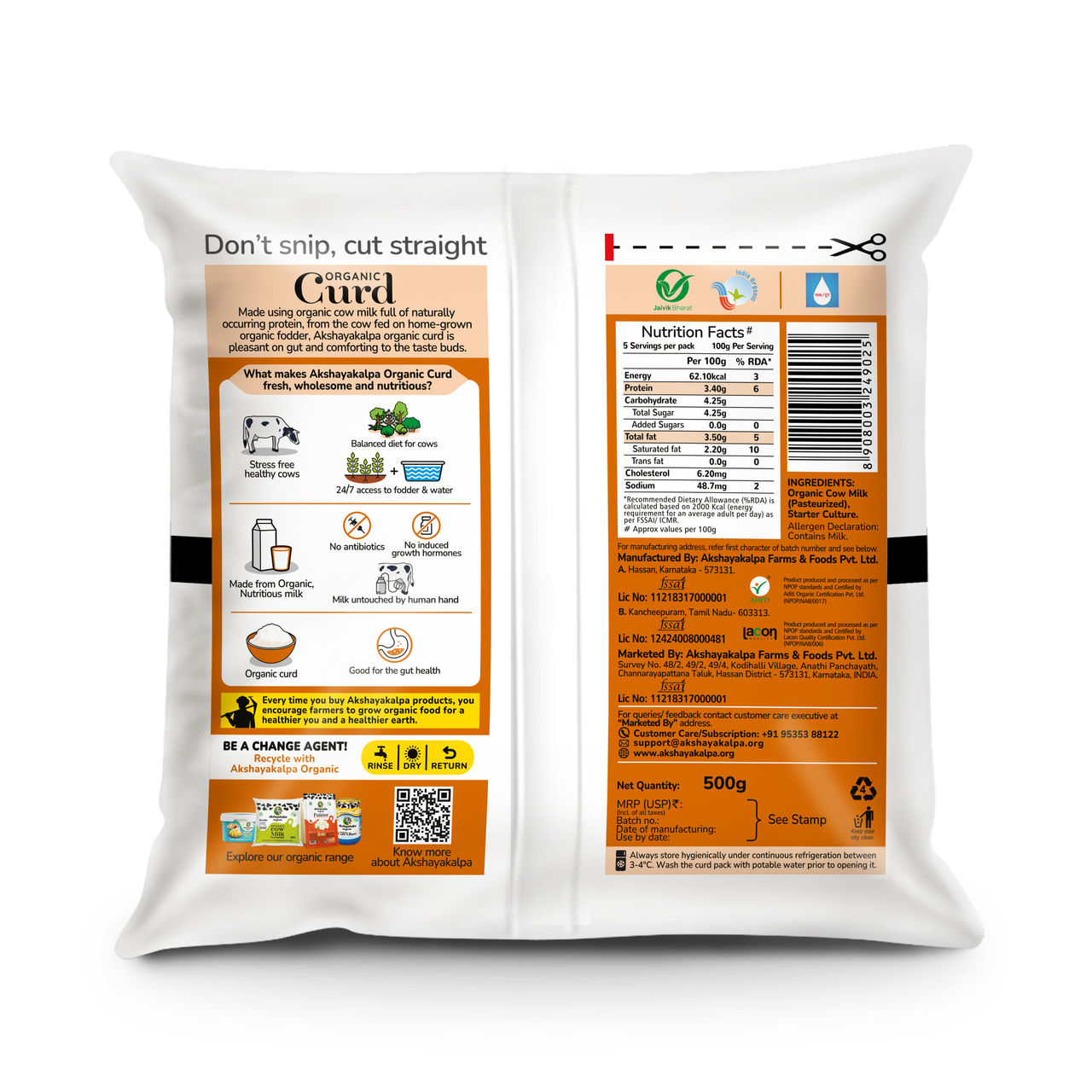 Akshayakalpa Amrutha A2 Organic Curd Pouch