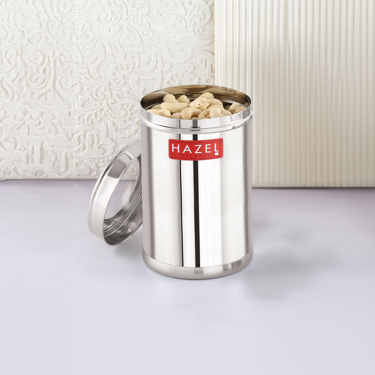 HAZEL Stainless Steel Kitchen Container Set - 1100 ml Set Of 2 | Transparent Lid | Matt Finish