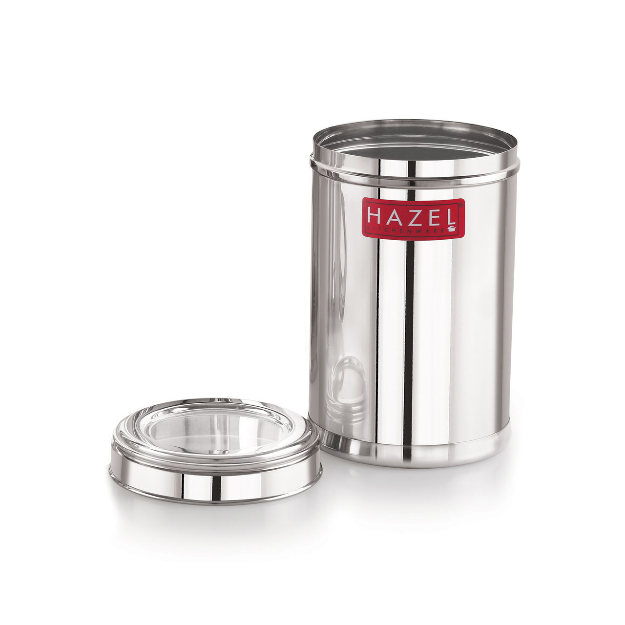 HAZEL Stainless Steel Kitchen Container Set - 1100 ml Set Of 2 | Transparent Lid | Matt Finish