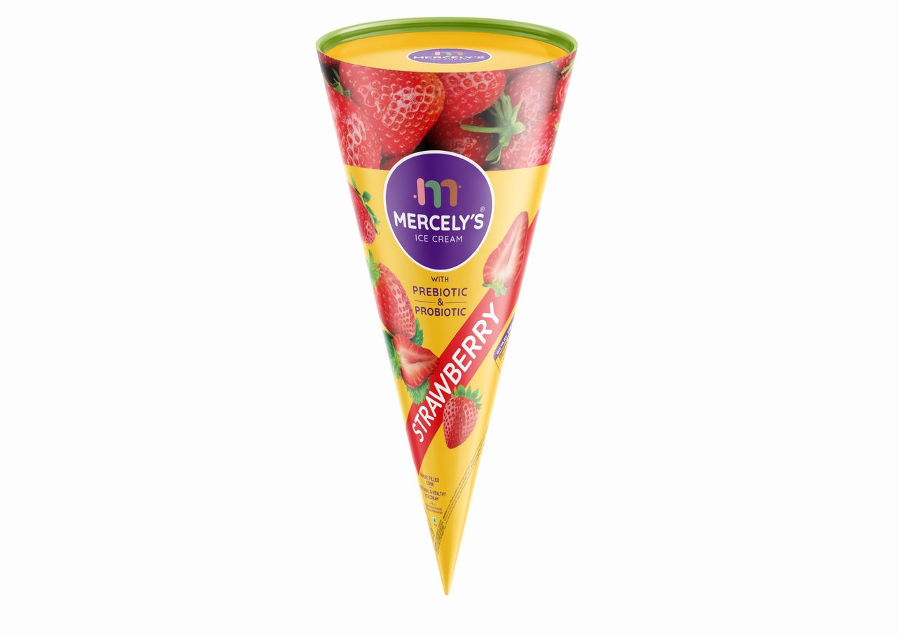 Mercelys Ice Cream Fruit Filled Cone Strawberry