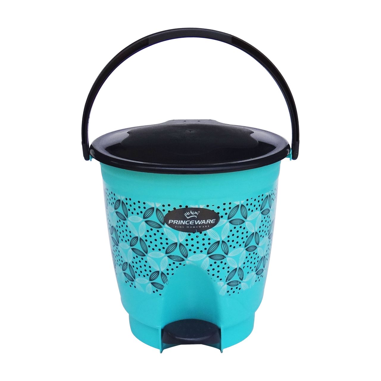 Princeware Wave Garbage Bucket Pedal Bin Round Dustbin 12 Literr | Printed - Green