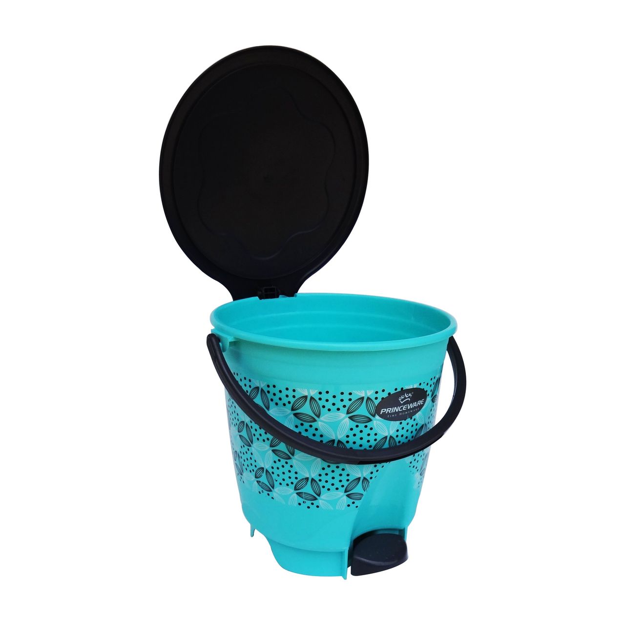 Princeware Wave Garbage Bucket Pedal Bin Round Dustbin 12 Literr | Printed - Green