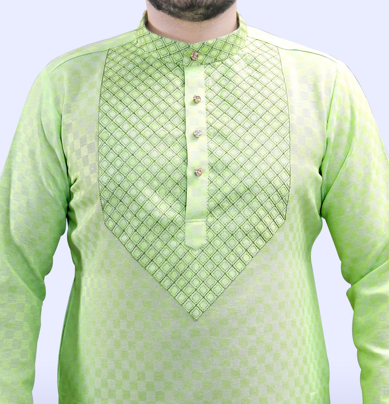 Tibra Collection Men Straight Kurta - Green | Designer | Cotton Blend | XXL