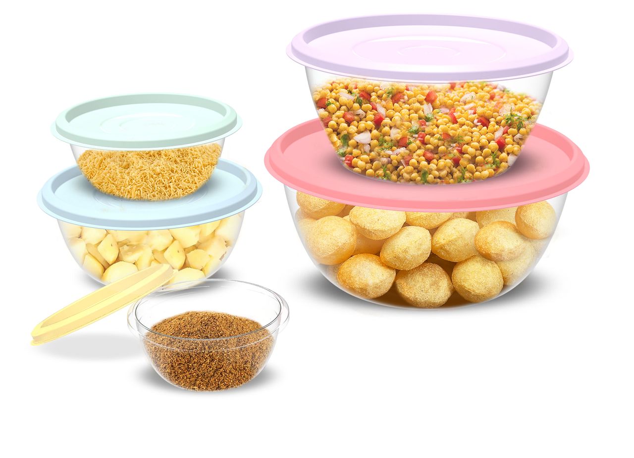 All Time Prism Round Storage Container Set (6500 Ml) (Multicolor) (5 Pc Set)