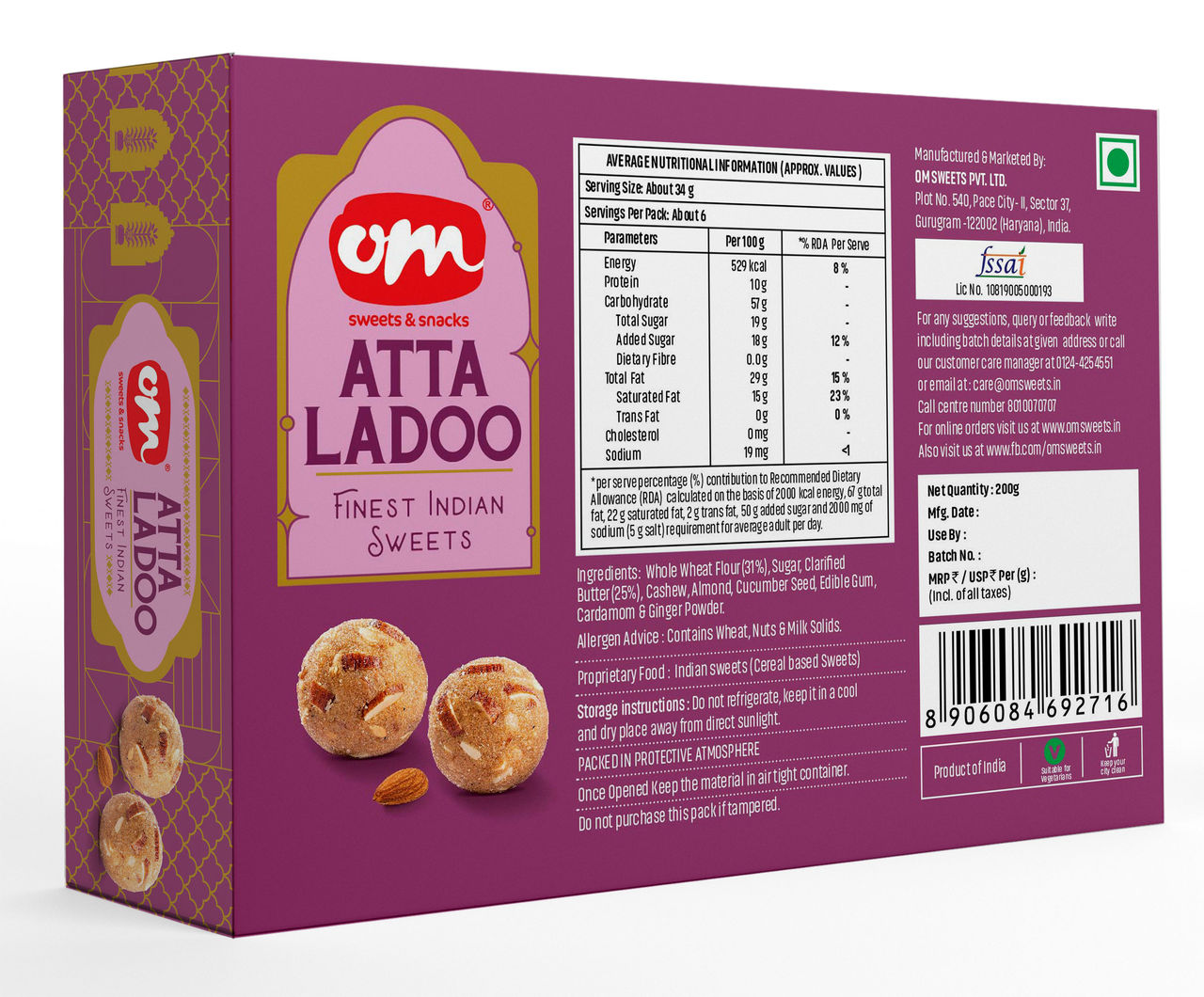 OM Sweets Atta Ladoo 200 g Combo