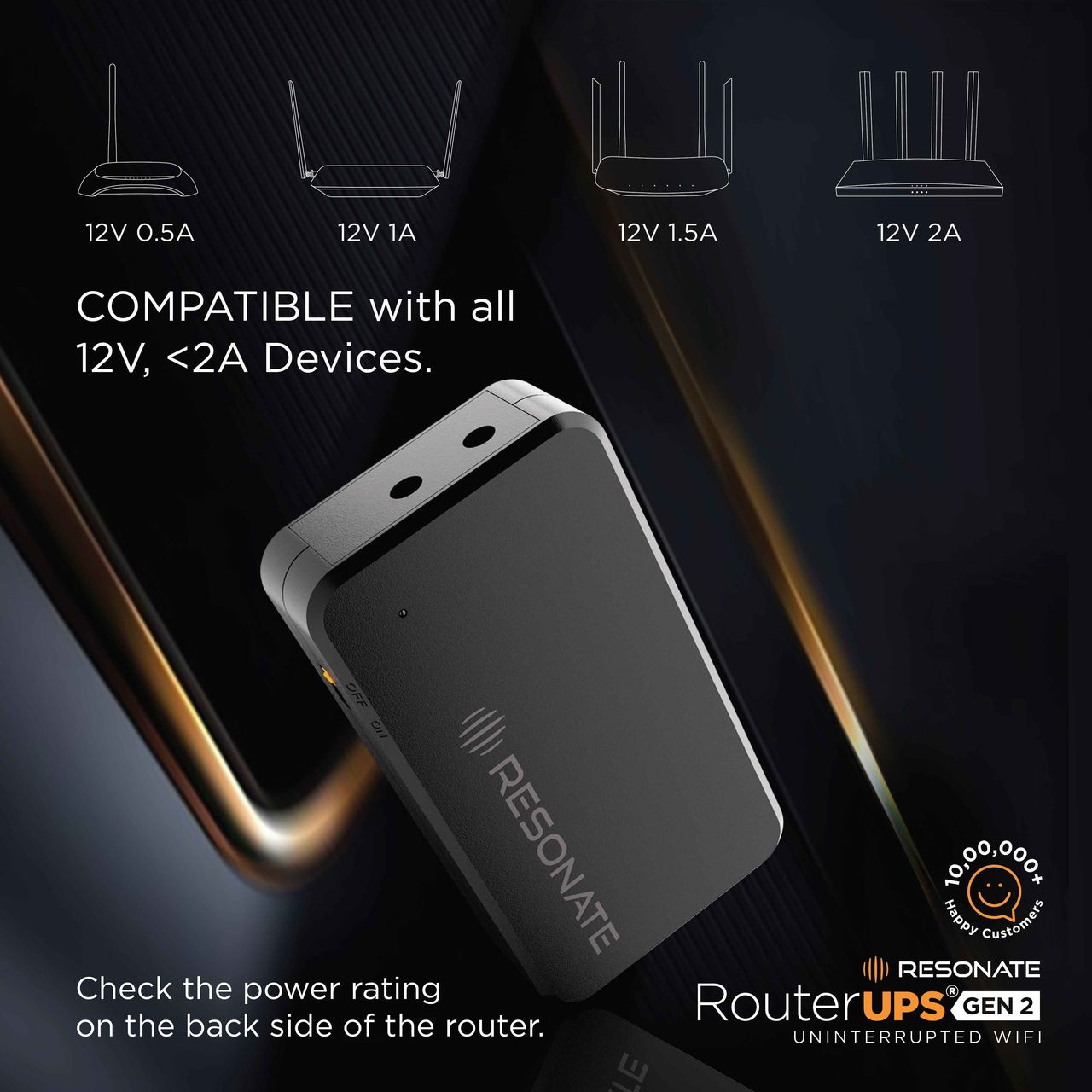 RESONATE RouterUPS Gen2 | Mini UPS for 12V upto 2A |7800mAh PowerBank for ACT & Other WiFi Routers
