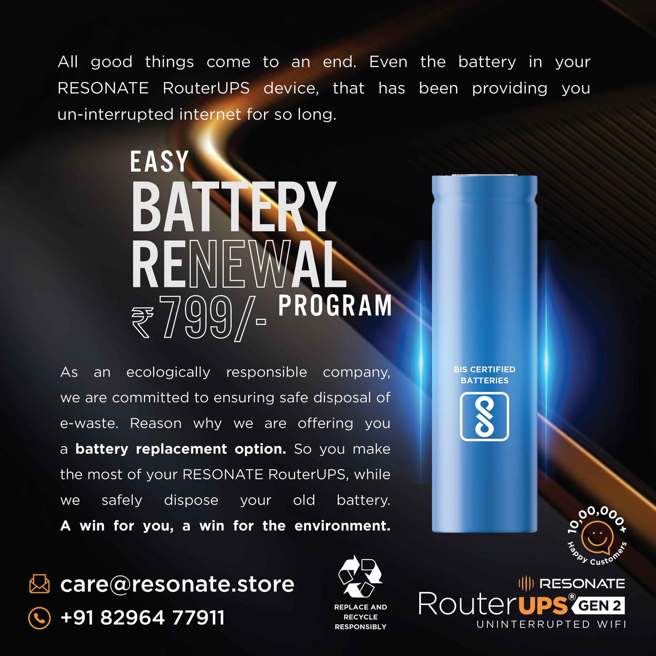RESONATE RouterUPS Gen2 | Mini UPS for 12V upto 2A |7800mAh PowerBank for ACT & Other WiFi Routers