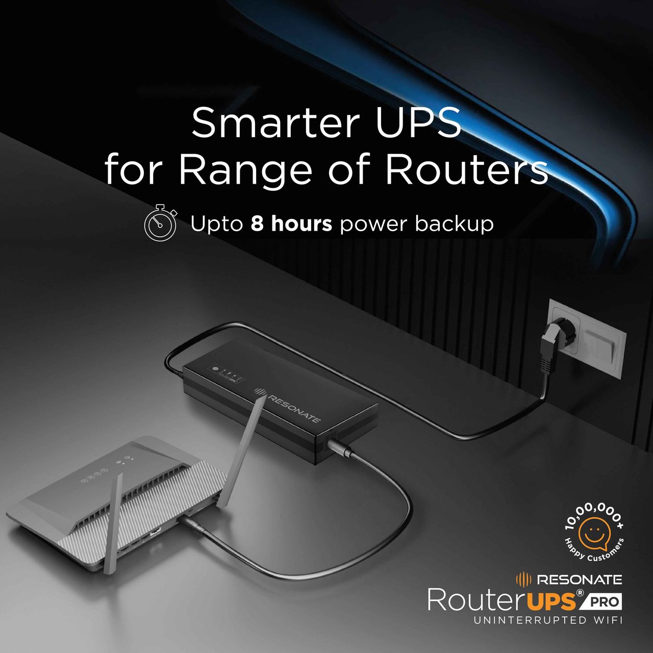 RESONATE RouterUPS Pro 10400mAh PowerBank for JioFiber, Airtel Xstream & 12V - 3A WiFi Routers