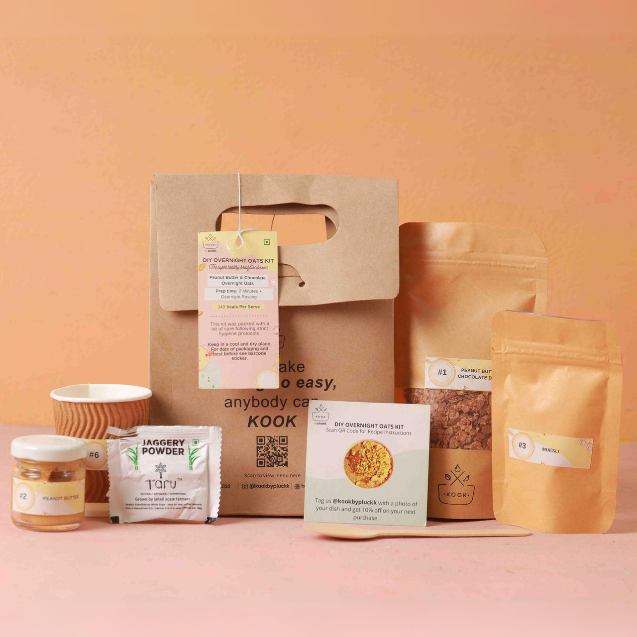 Pluckk 100% Natural Overnight Oats Kit (Peanut Butter and Crunch)