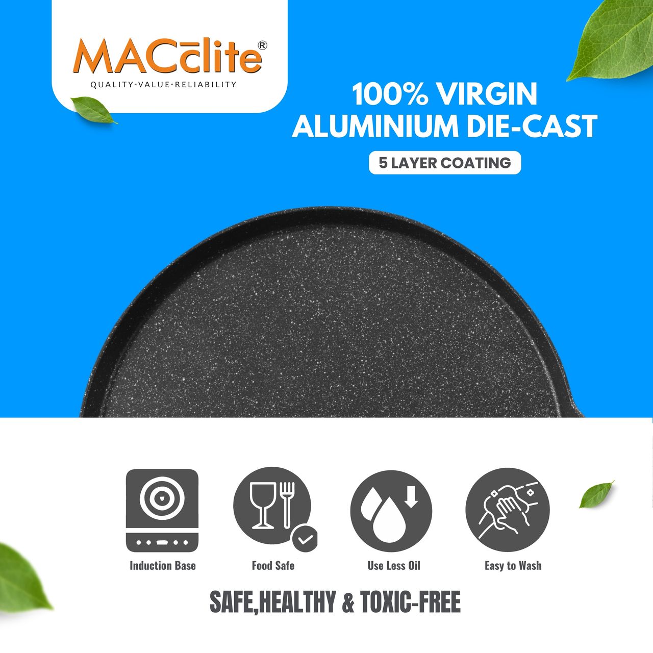 Macclite Non-Stick PDC Granite+ Induction Base Hard Rock D'lite Tawa 30 cm